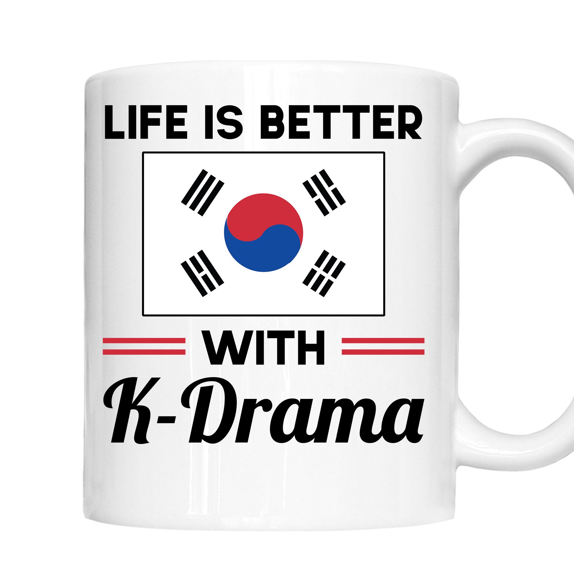 Printmacher Tasse K-Drama Tasse, Pop Korea Drama Geschenk, Life is better with K-Drama, Keramik