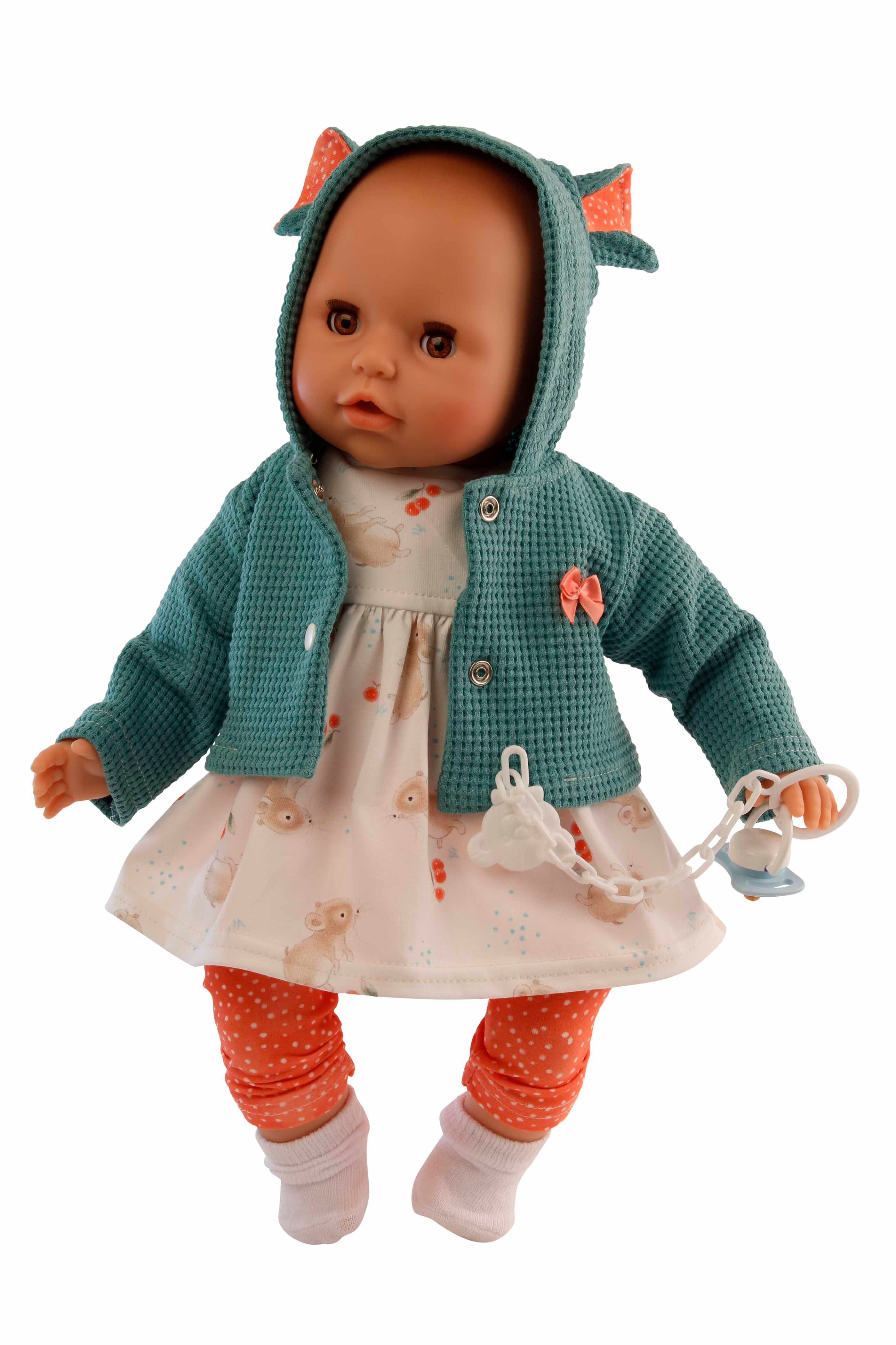 Babypuppe Schildkröt Babypuppe Amy 45 cm groß braune Schlafaugen