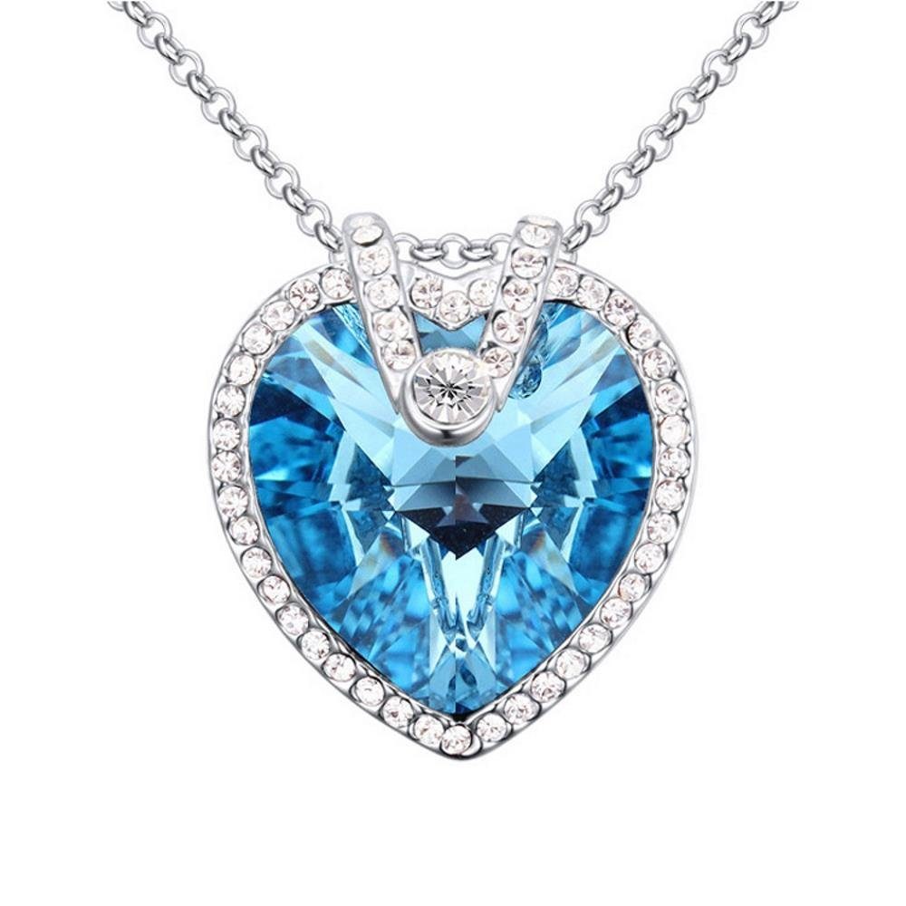 Herz (1-tlg), für Messing Ketten-Set aus Silber Necklace Damen Halskette Kristall Kette BUNGSA