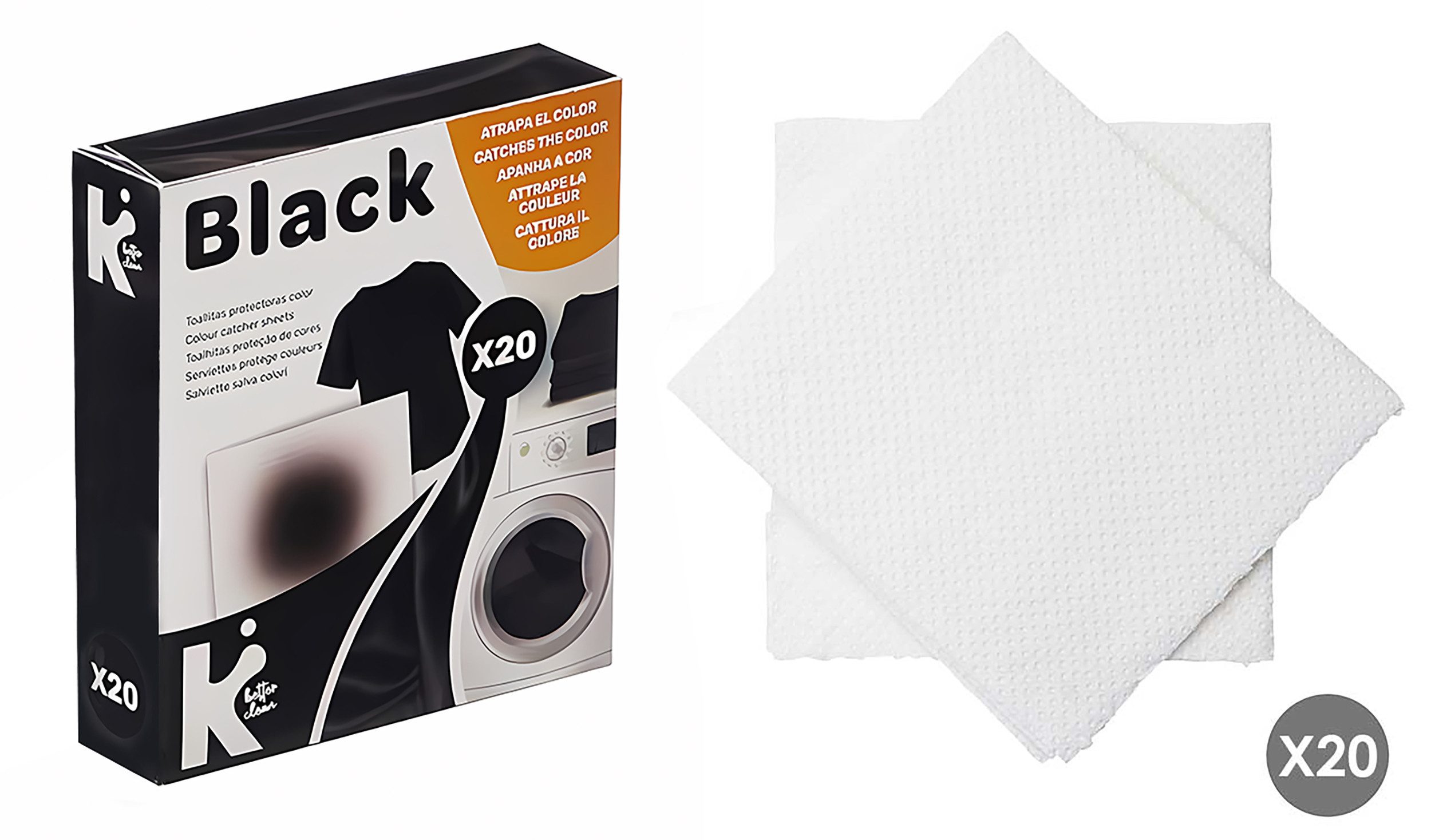 Arte Regal 20 FARBFANGTÜCHER Set Kleidung Schutz (Für schwarze Wäsche-56) Spezialwaschmittel (20-St. 20 Tücher Farbfang gegen Verfärbung Vergrauung Verfärbungsschutz Farbfangtuch)