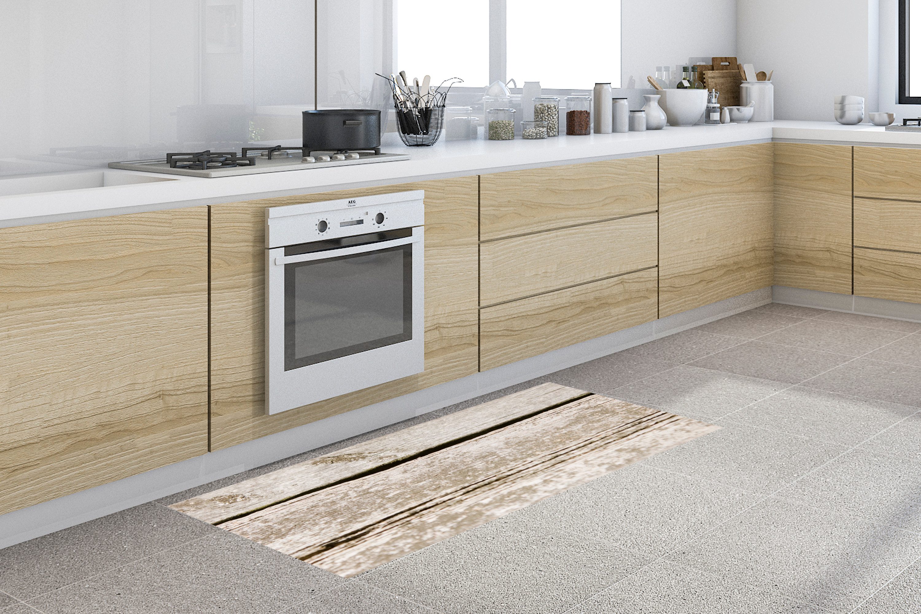 MuchoWow Küchenläufer Mauer mit Bohlenstruktur, Rechteckig, Küchenteppich, günstig online kaufen