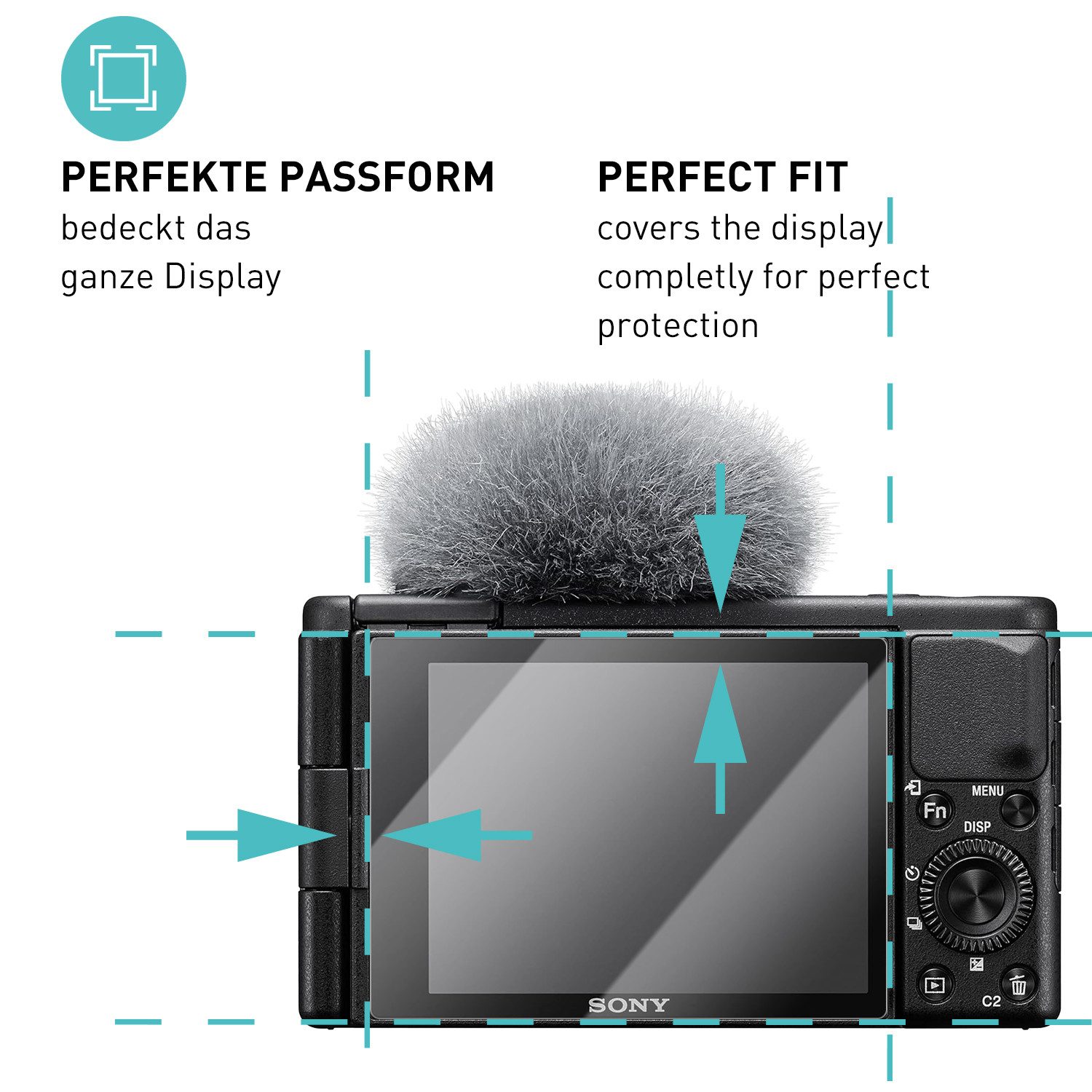 smartect Displayschutzglas Schutzglas Panzerfolie Klar für Sony Alpha ZV-1, Set, 3 Stück, Schutzfolie Glasschutz Bildschirm