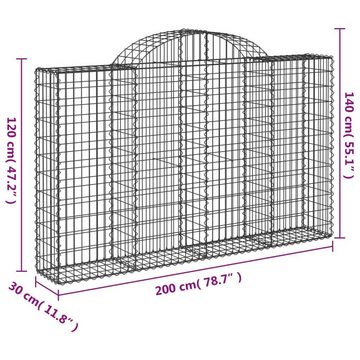 vidaXL Blumentopf Gabionen mit Hochbogen 5 Stk. 200x30x120/140cm Verzinktes Eisen (5 St)