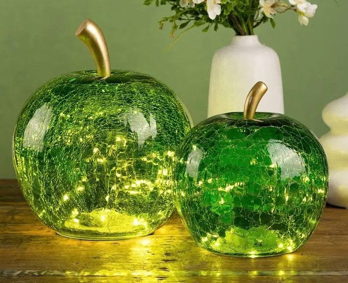 Seyila Home Dekofigur Dekorative Glas Apfel Leuchte mit LED, Crackle-Effekt günstig online kaufen