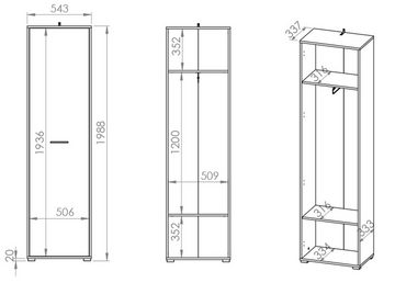 Feldmann-Wohnen Garderobenschrank Caro (1-St., 1-teilig) 55cm sonoma Eiche hell