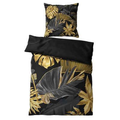Bettwäsche Golden Leaves 135x200 cm, Bettbezug und Kissenbezug, Sanilo, Baumwolle, 2 teilig, mit Reißverschluss