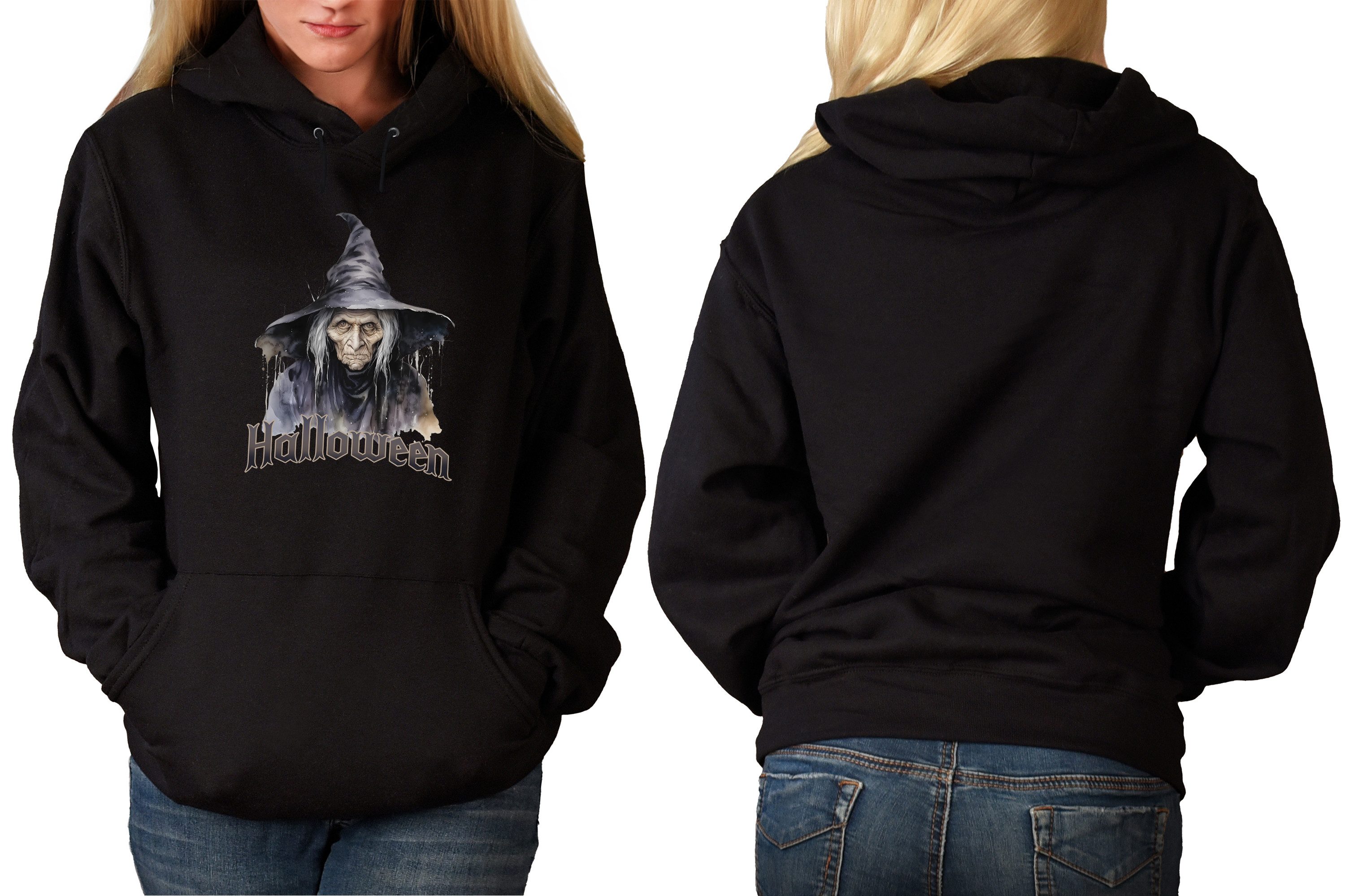 MyDesign24 Hoodie Halloween Kapuzen Pulli - Hexe Herren und Damen Kapuzensweater - Halloween Hoodie i391