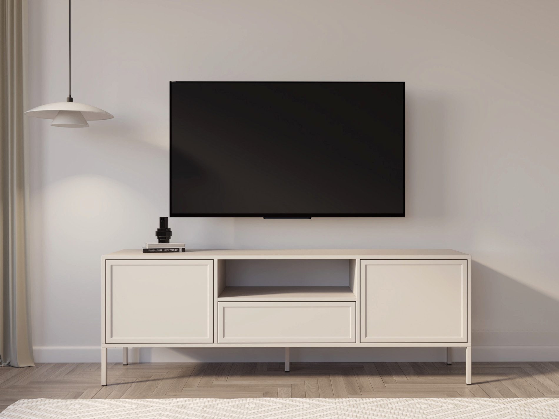Selsey TV-Schrank VELVETO TV-Lowboard mit einem Fach, 2 grifflosen Türen und Schublade