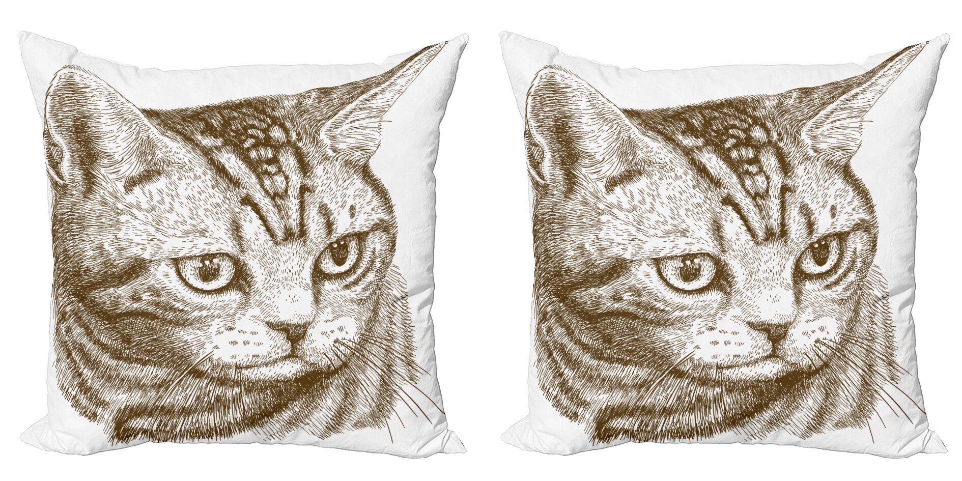 Digitaldruck, Stück), Portrait Hipster Accent Doppelseitiger (2 Kissenbezüge eines Abakuhaus Kitty Katze Modern