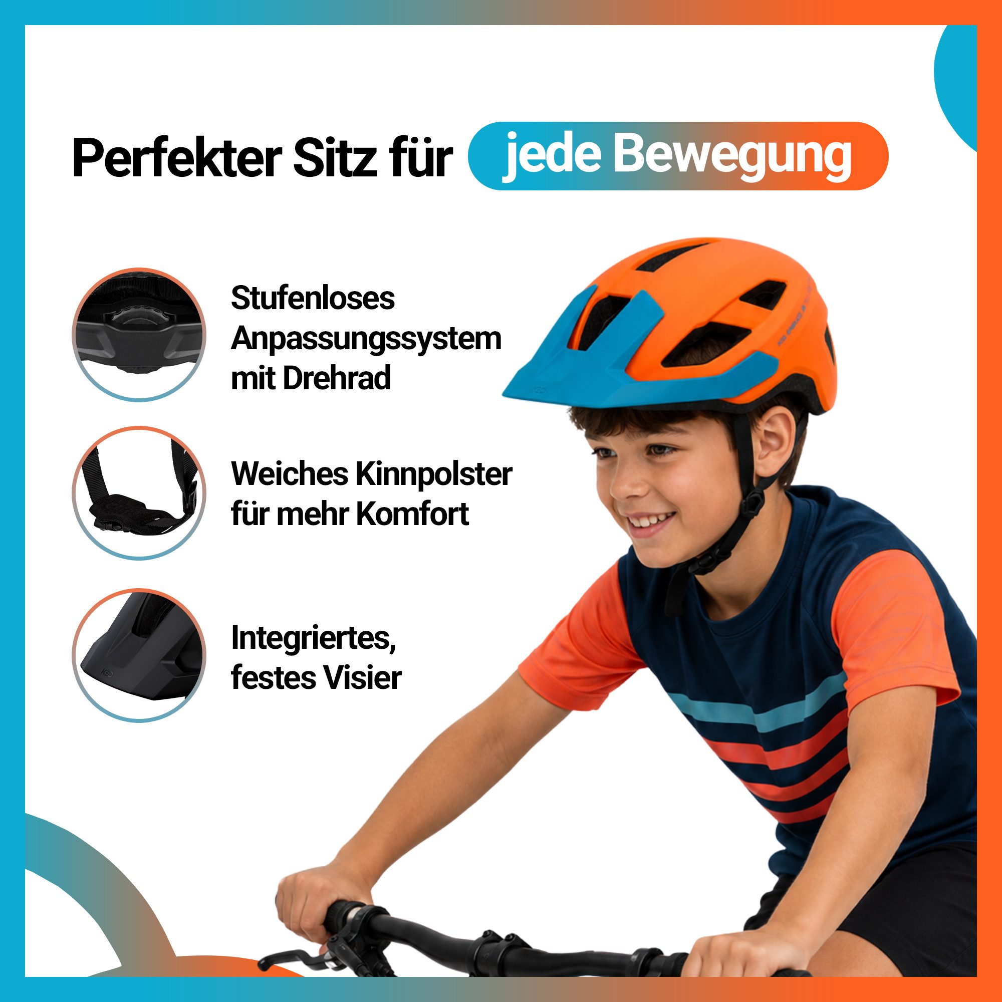 KED Fahrradhelm Embrace Jr Fahrradhelm – Jugendhelm, mit Integriertem Visier und In-Mold Technologie