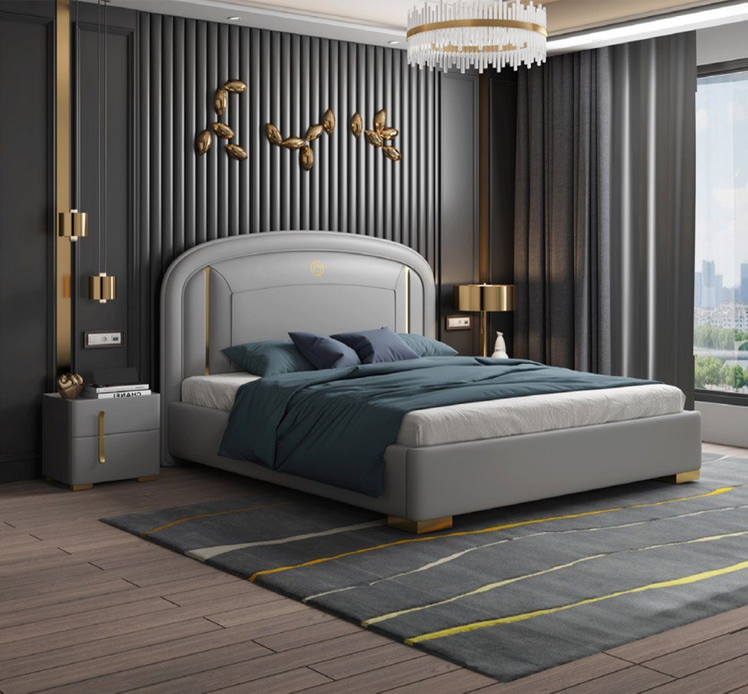 Europe Design (Bett), Luxus Bett Holz Polsterbett JVmoebel In Bett Designbett Betten Made Möbel Doppelbett