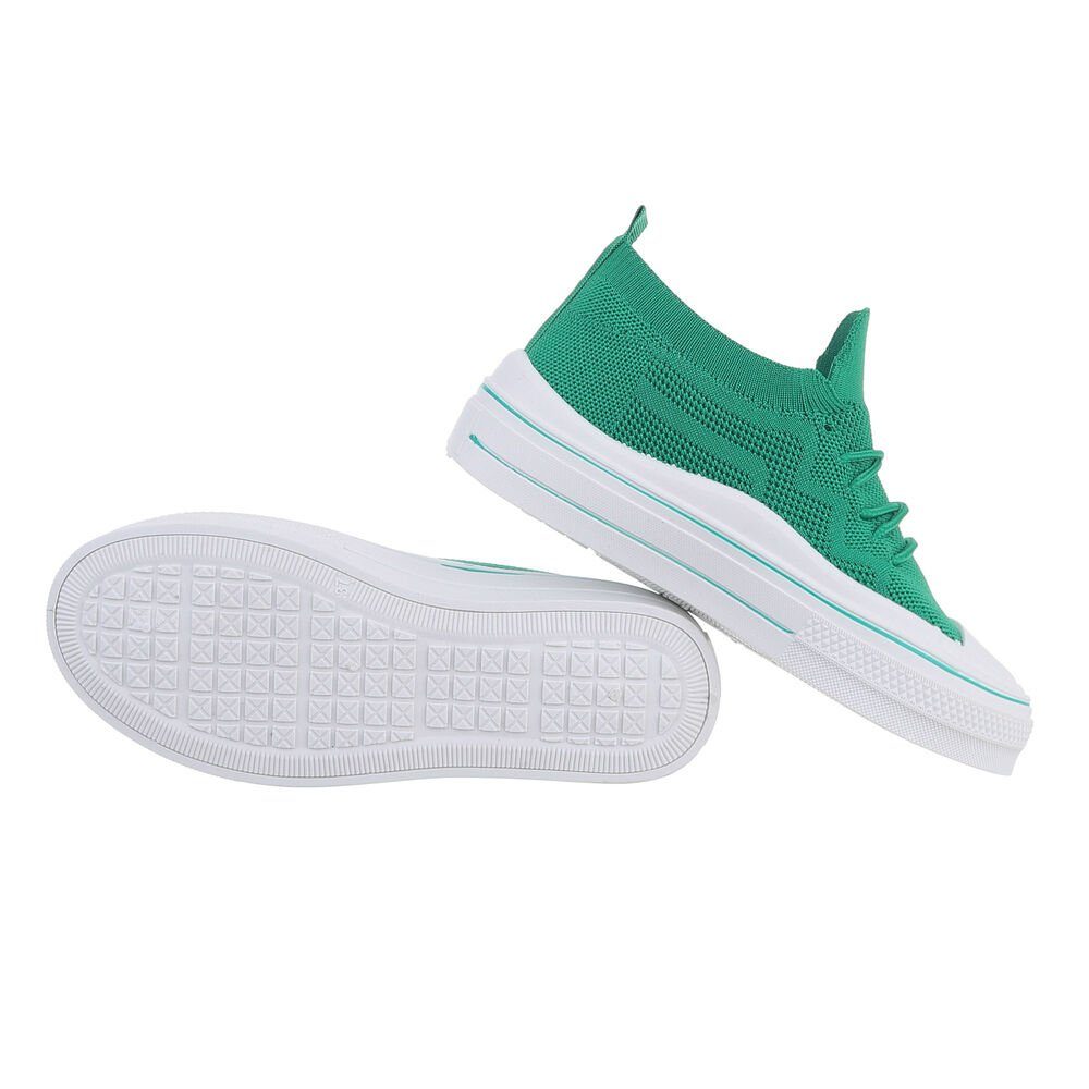 Ital-Design Sneaker Grün Freizeit Grün, Weiß Low-Top Low Damen Sneakers in Flach