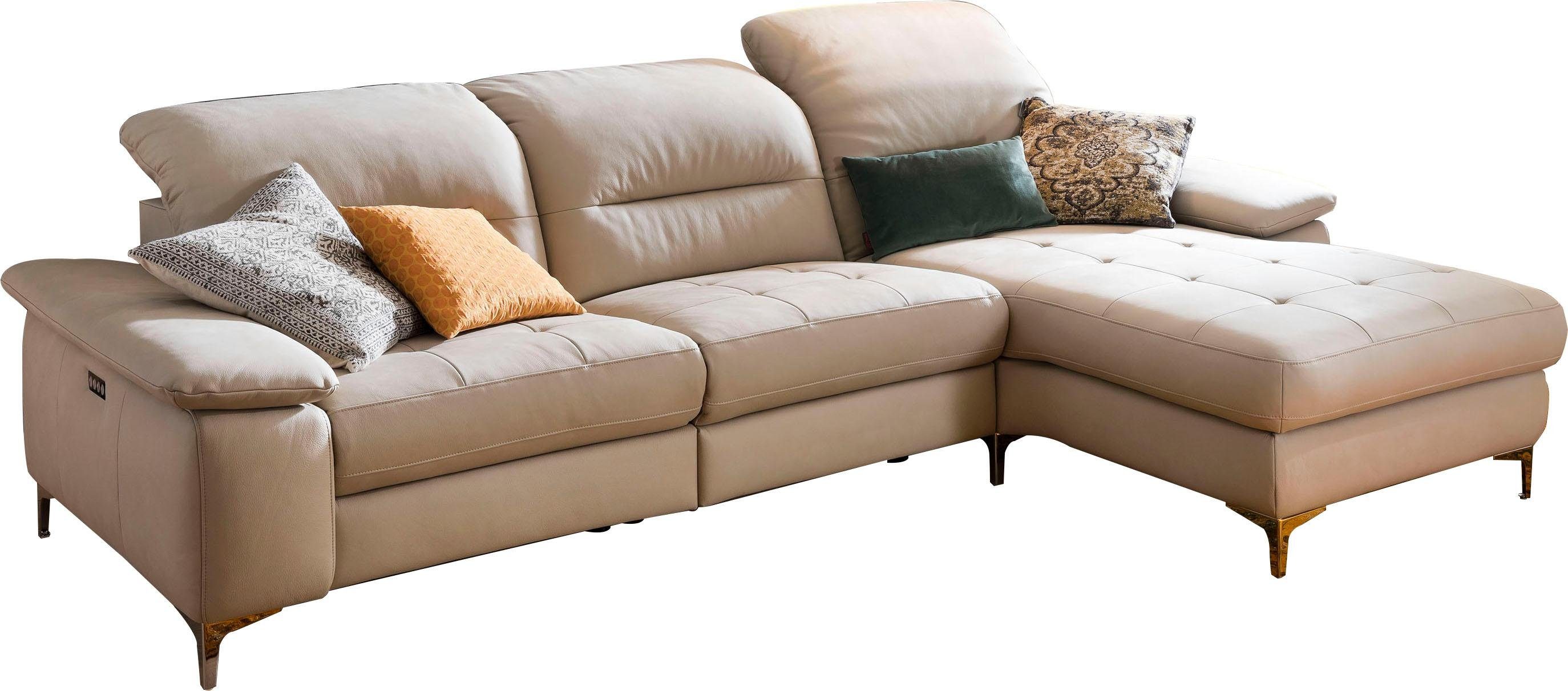 Places of Style Ecksofa Basel L-Form, mit vollmotorischer Relaxfunktion und motorischer Recamiere