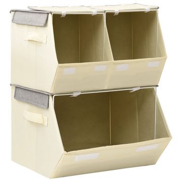vidaXL Aufbewahrungsbox 3-tlg. Aufbewahrungsboxen-Set Stapelbar Stoff Grau & Creme (3 St)