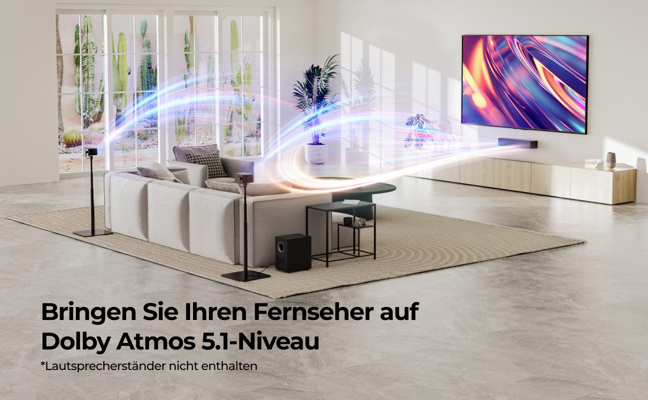 Ultimea Poseidon M4T Soundbar 5.1 Dolby Atmos (HDMI, 450 W, Heimkino-Soundbar mit kabellosem Subwoofer&Dual Surround-Lautsprecher)