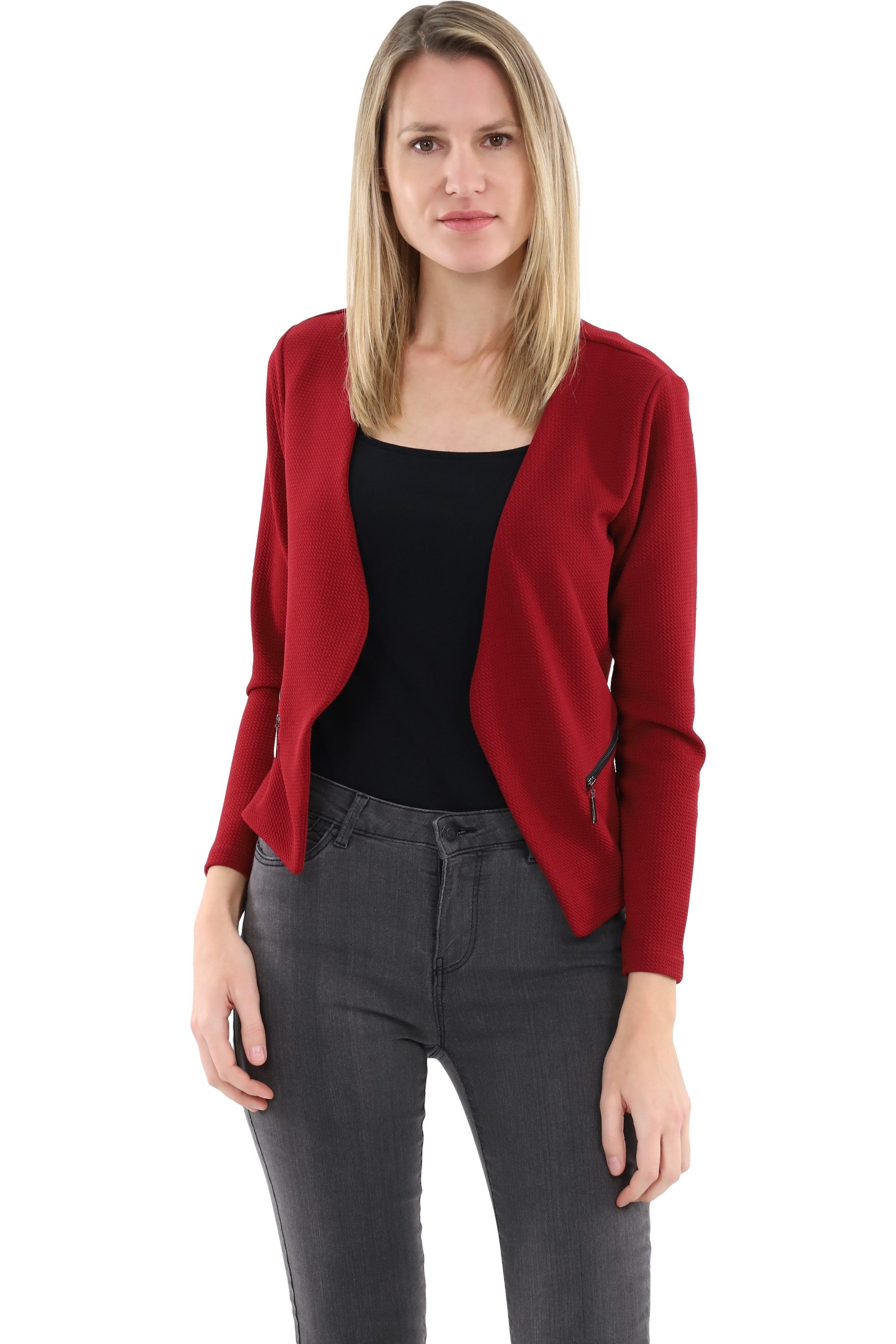 malito more than fashion Jackenblazer malito Damen Blazer ohne Kragen, Sakko im Basic Look, Kurzjacke mit Sweatblazer im Basic-Look