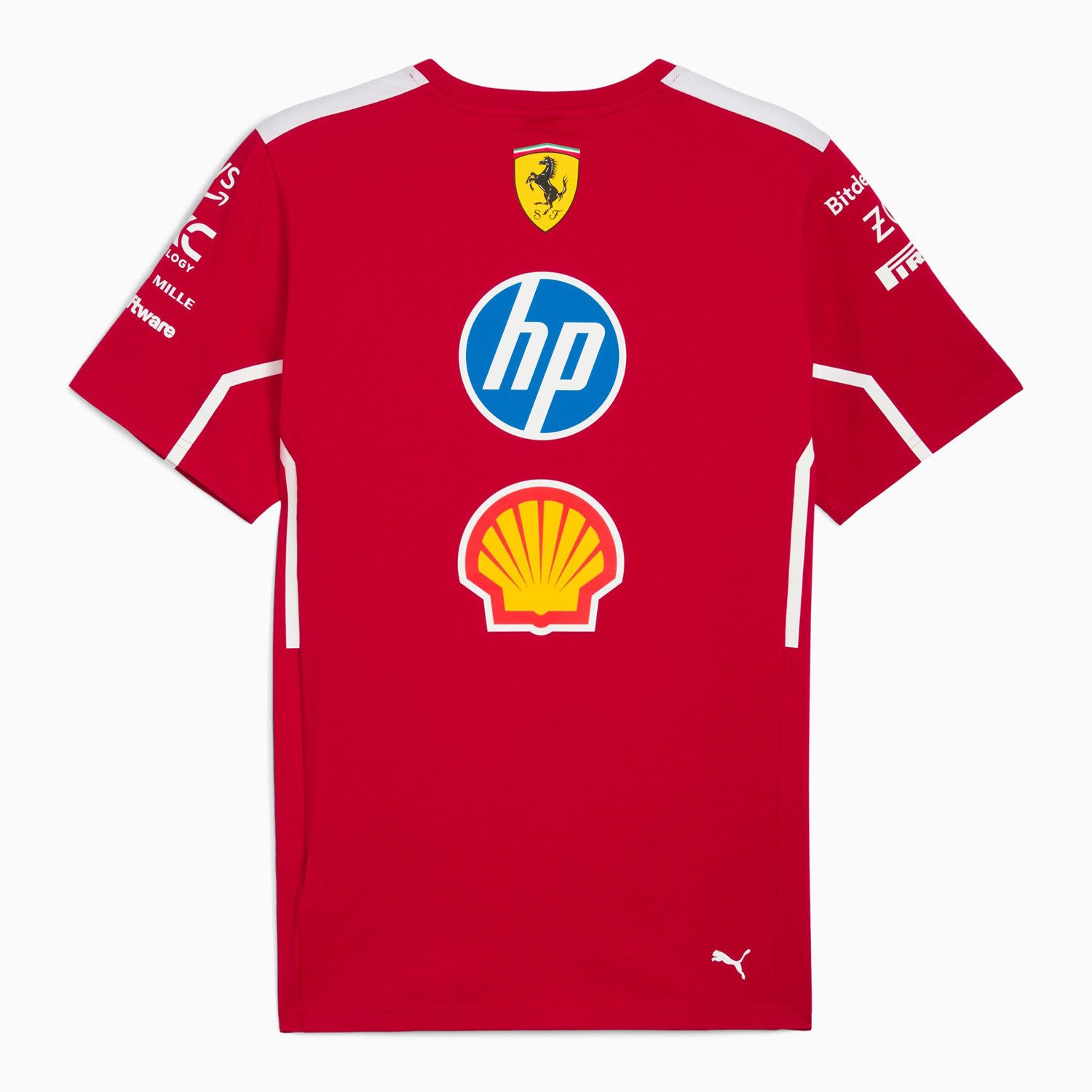 Scuderia Ferrari T-Shirt Scuderia Ferrari Puma Team Shirt 2025 Sponsorenslogos hinten und vorne