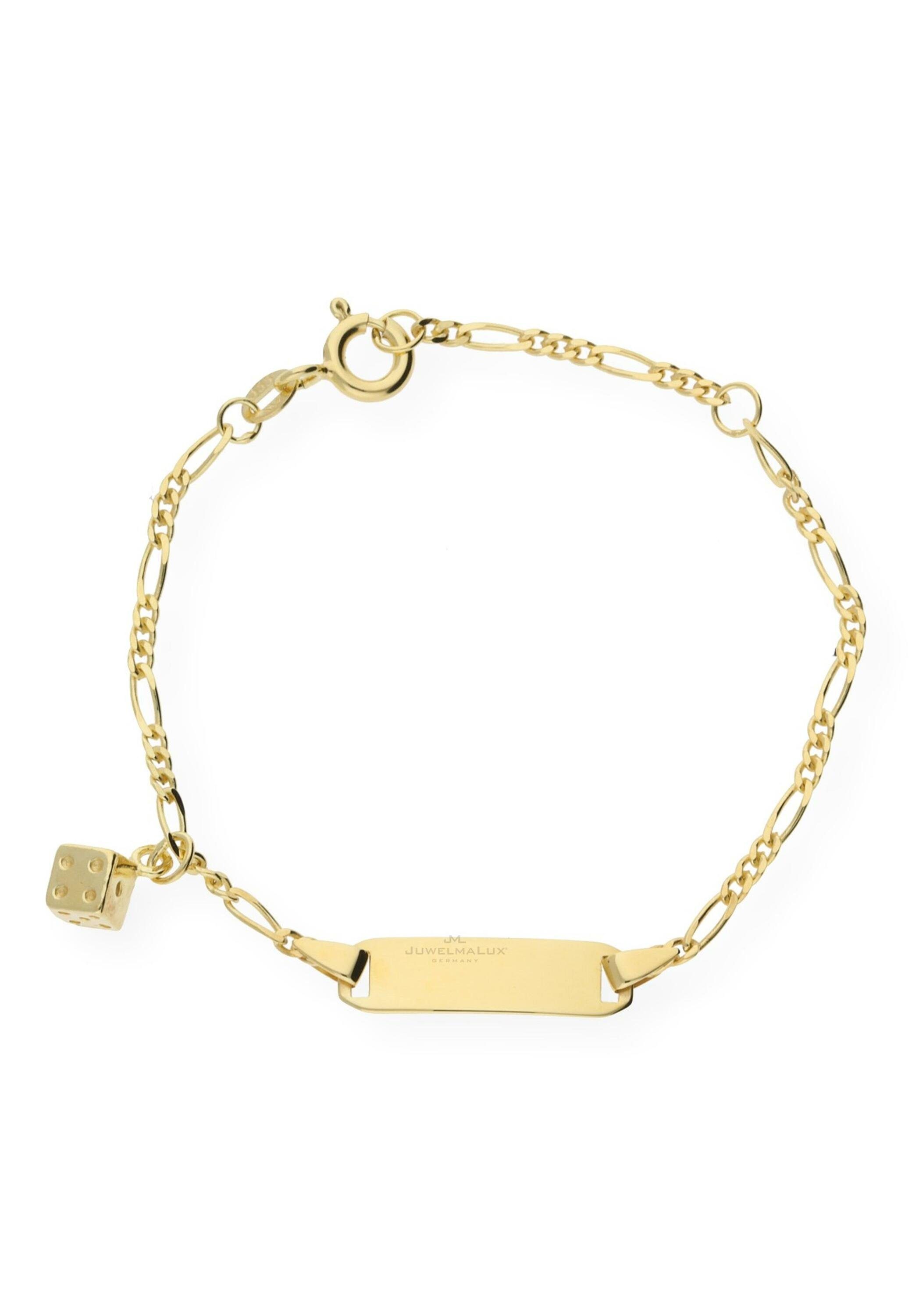 JuwelmaLux Goldarmband Kinder-Armband Schmuckschachtel Würfelanhänger Gold mit Kinder-Armband (1-tlg), Gelbgold Gravurplatte 333/000, mit inkl