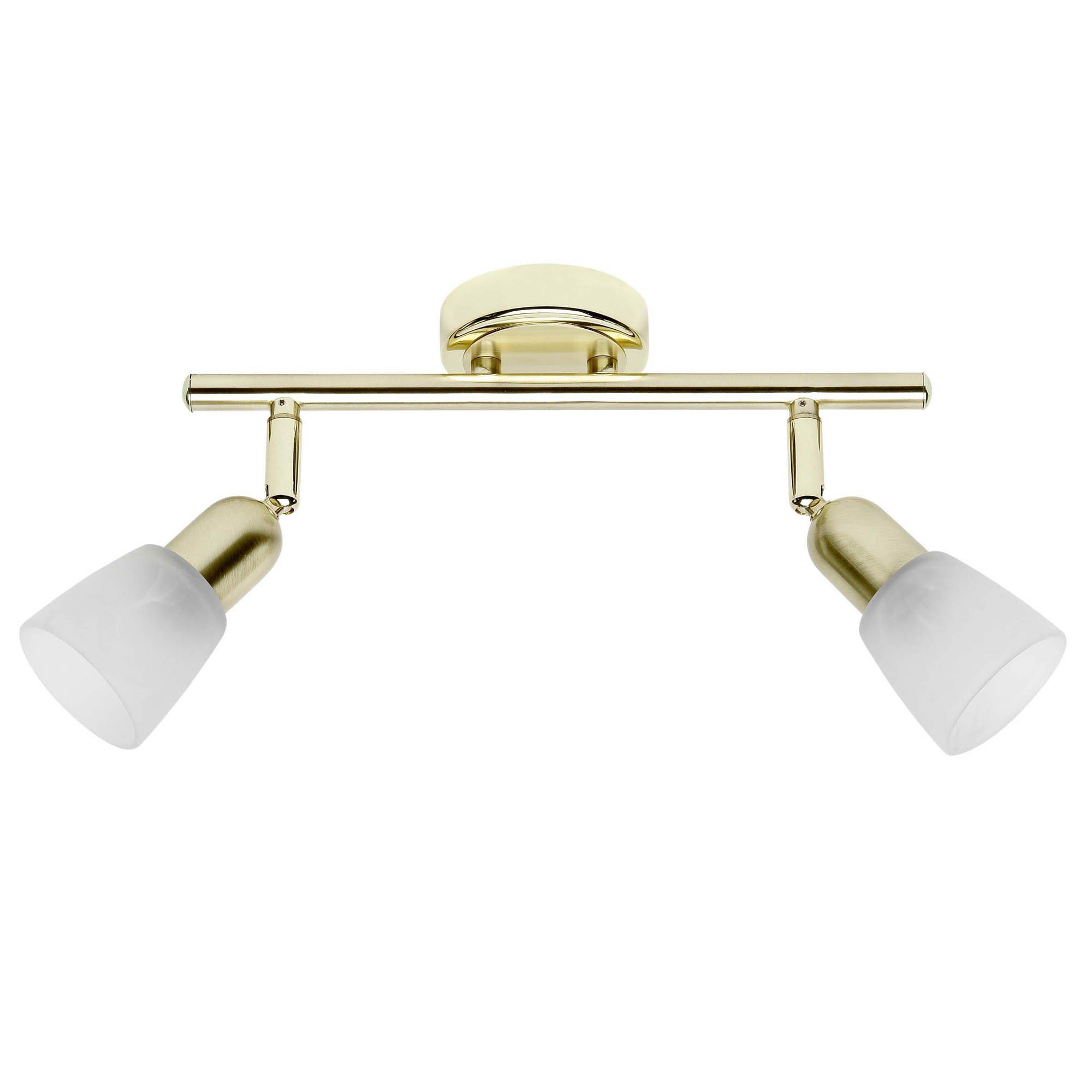 Brilliant Deckenstrahler Sofia, ohne Leuchtmittel, Spotrohr 2flg messing/weiß-alabaster