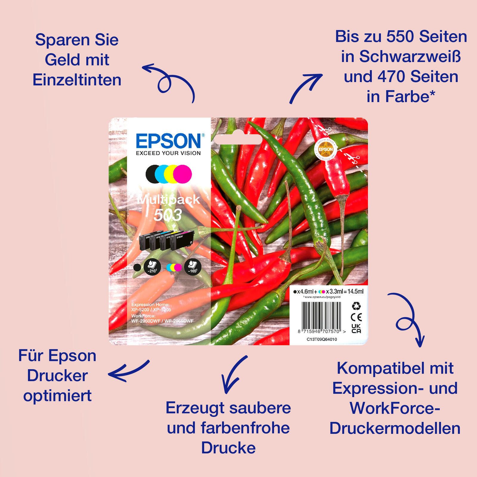 Epson 503XL Chilischoten Druckerpatronen 4er Multi Tintenpatrone