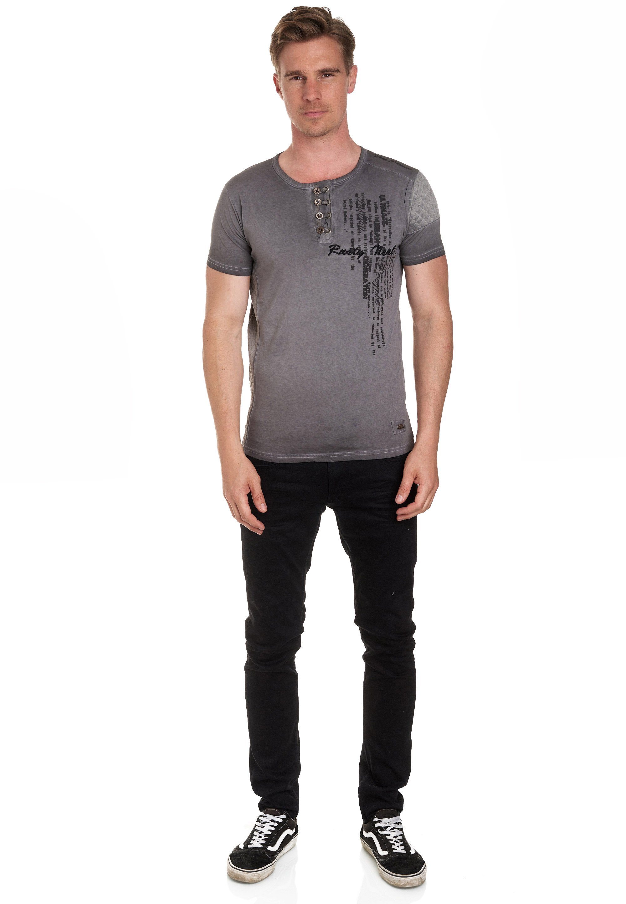 Rusty Neal T-Shirt mit schicker Knopfleiste