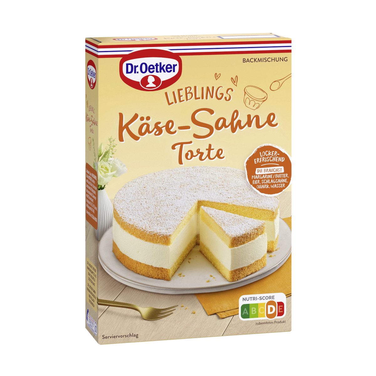 Dr. Oetker Küchenhelfer Backmischung, Dr. Oetker Käse Sahne Torte Backmischung mit Dekorzucker 385g