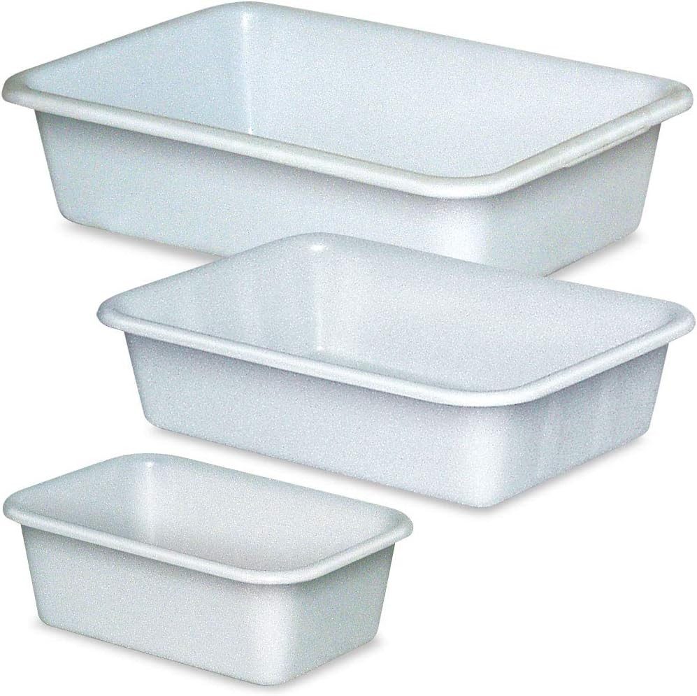 BRB-Lagertechnik Aufbewahrungsschüssel Set mit 3 Kunststoffwannen, lebensmittelecht, 1x 12/1x 25/1x 40 Liter, Polyethylen-Kunststoff (PE-HD)