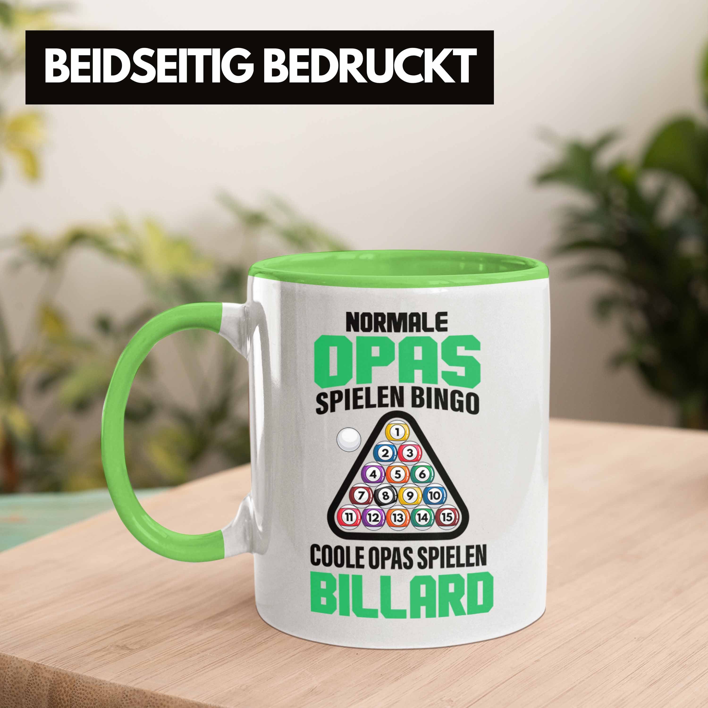 Trendation Tasse Trendation - Kaffeetasse Pool Opa Geschenk Billardspieler Tasse Geschenkidee Grün Billard