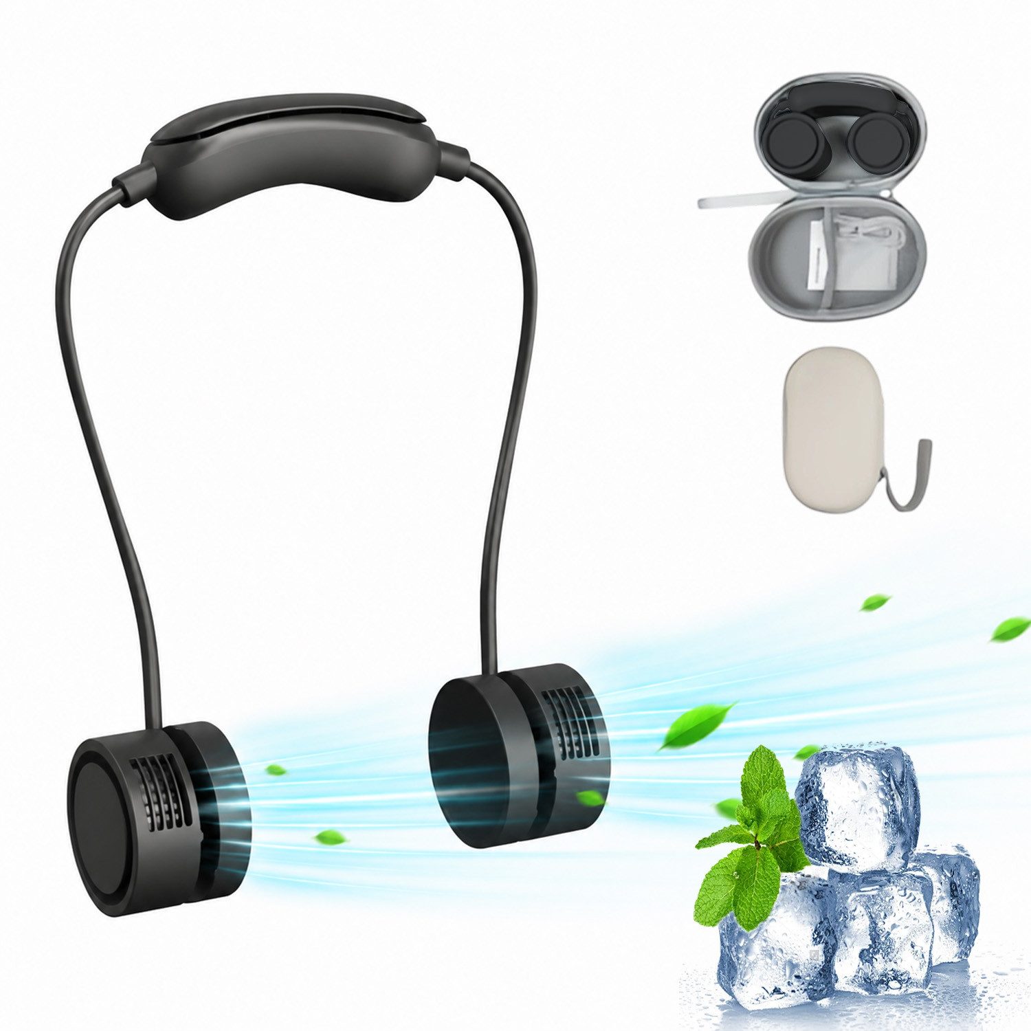 MOPUEA Turboventilator Nackenventilator Klappbar Akku Leise Sport Faltbar Mini 3 Stufen