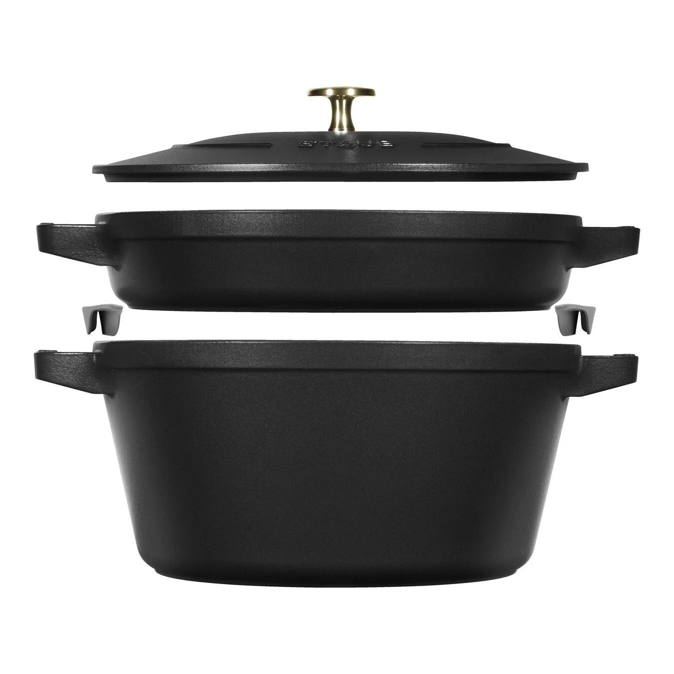 Kochtopf Staub La Cocotte Kochtopfset, 2-tlg rund Gusseisen Schwarz Kochtopf Topf