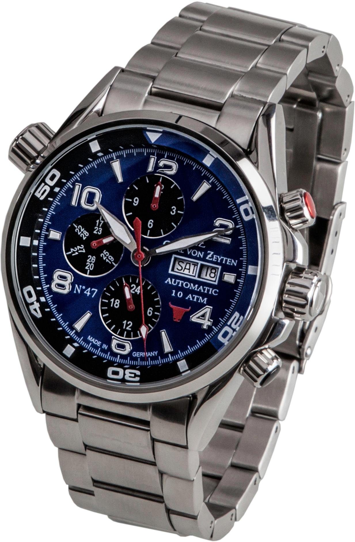 Carl von Zeyten Automatikuhr No.47 CVZ0047BLMS, Armbanduhr, Herrenuhr, Datu günstig online kaufen