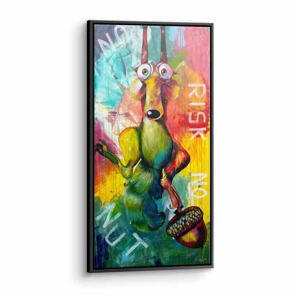 DOTCOMCANVAS® Leinwandbild, Leinwandbild premium Nut Ice Eichhörnchen no Scrat mit weißer Risk Rah Age Rahmen No