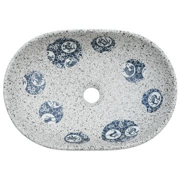 vidaXL Waschbecken Aufsatzwaschbecken Grau und Blau Oval 47x33x13 cm Keramik