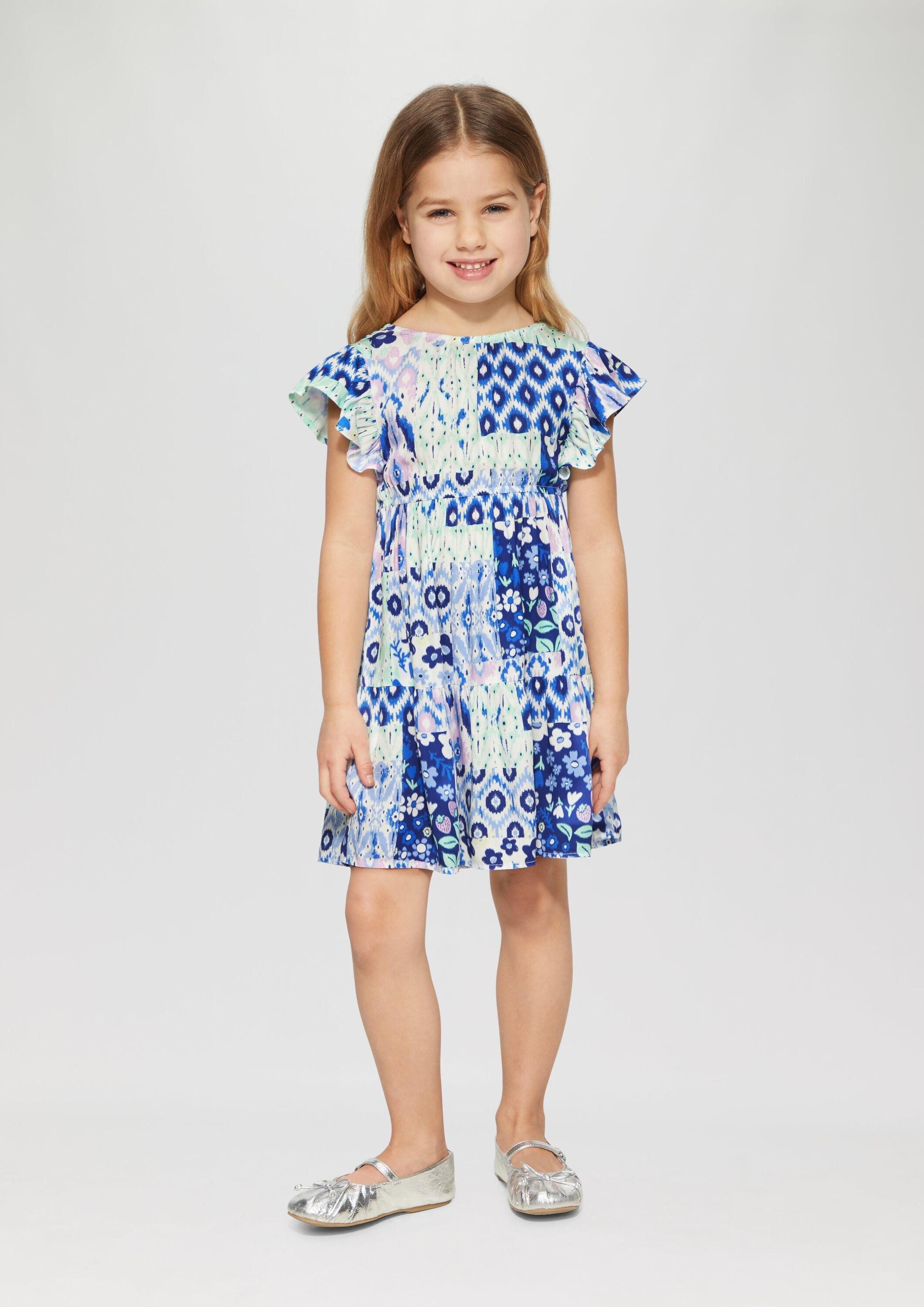 s.Oliver Minikleid Kleid Kurzes Viskose-Kleid mit Flügelärmeln und Rückenausschnitt