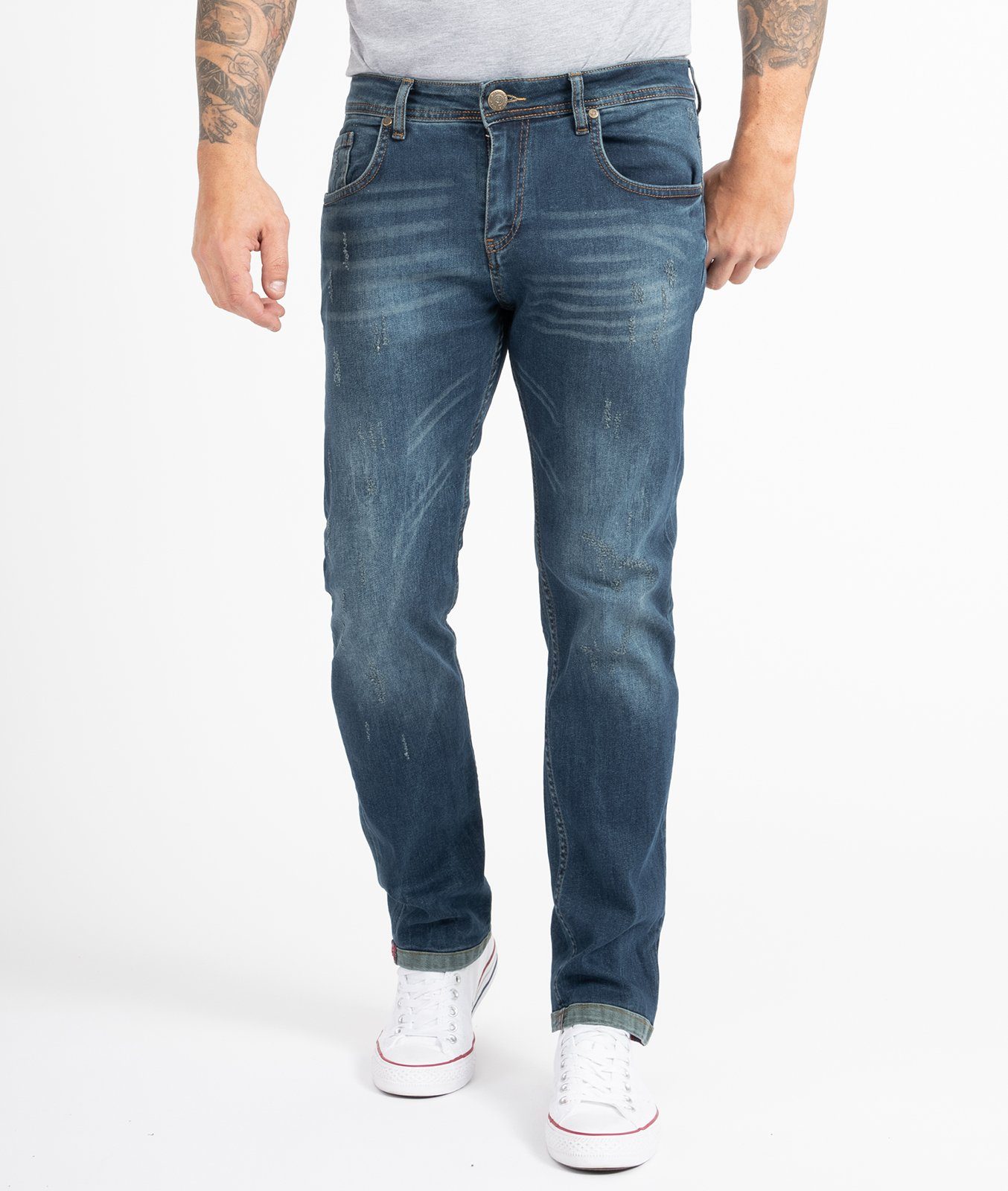 Indumentum Regular-fit-Jeans Herren Jeans Stonewashed Blau günstig online kaufen