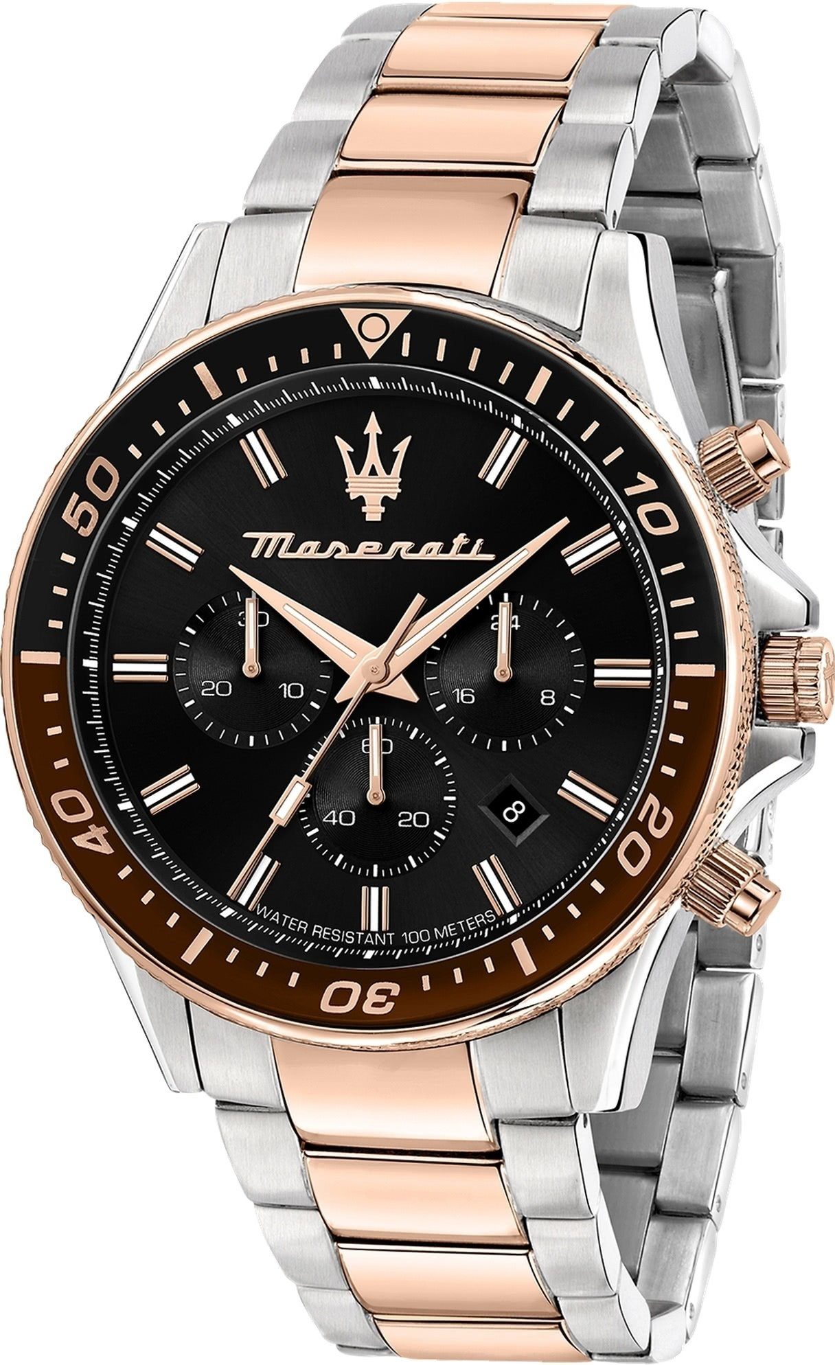 Maserati (ca. groß 44mm) Edelstahlarmband, Made-In Herrenuhr Herren Italy Chronograph MASERATI Chronograph SFIDA, rund,