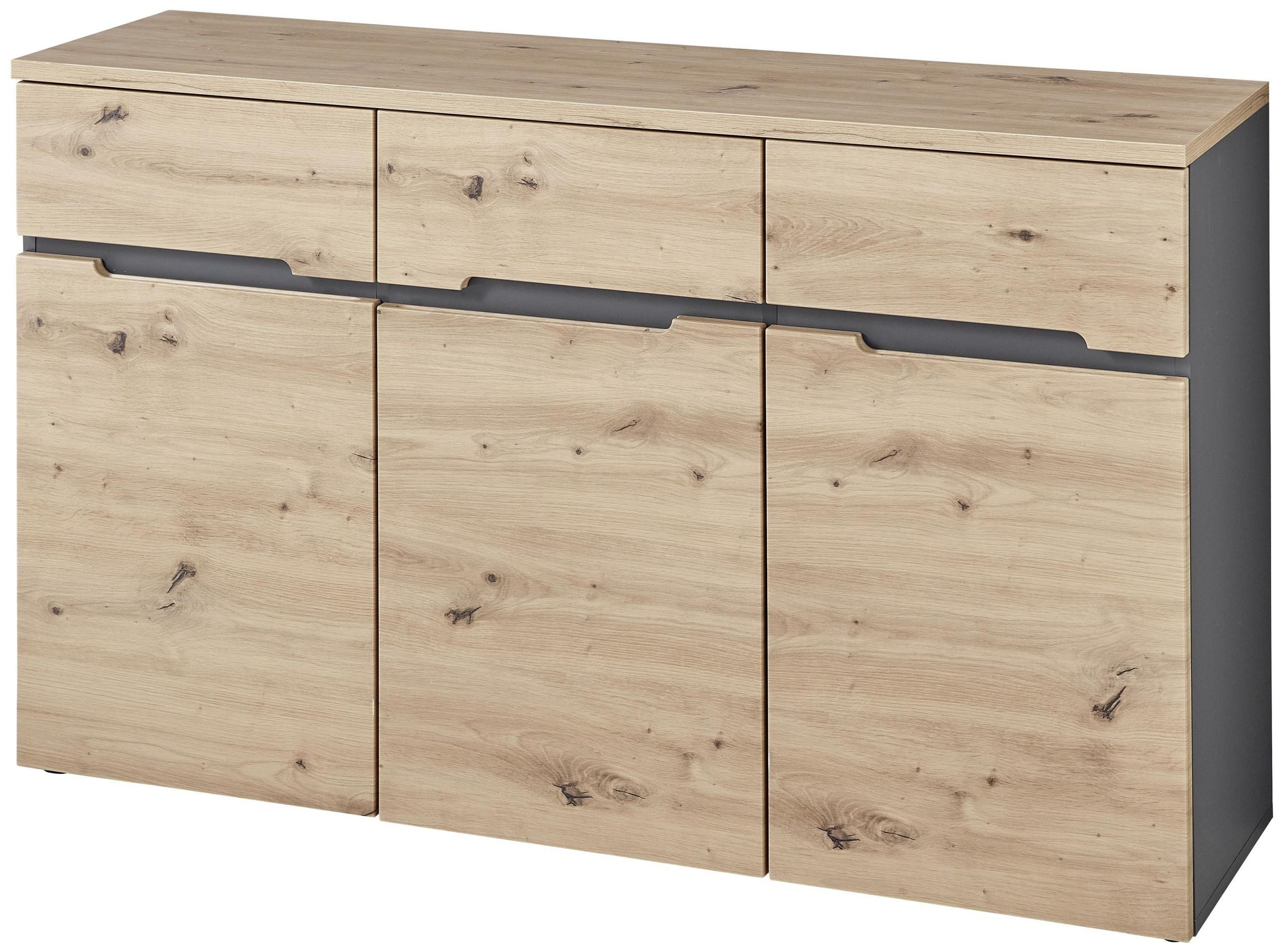 Innostyle Kommode Kommode MEMPHIS GH26 3-türig Artisan Eiche Graphit Nachbildung