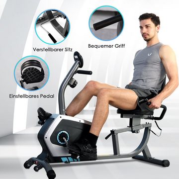 ISE Sitz-Heimtrainer ISE Heimtrainer mit Magnetbremssystem, Fitnessbike,Speedbike, Transporträdern, Pulssensoren und LCD-Display, 8 einstellbare Widerstandsstufen SY-6801