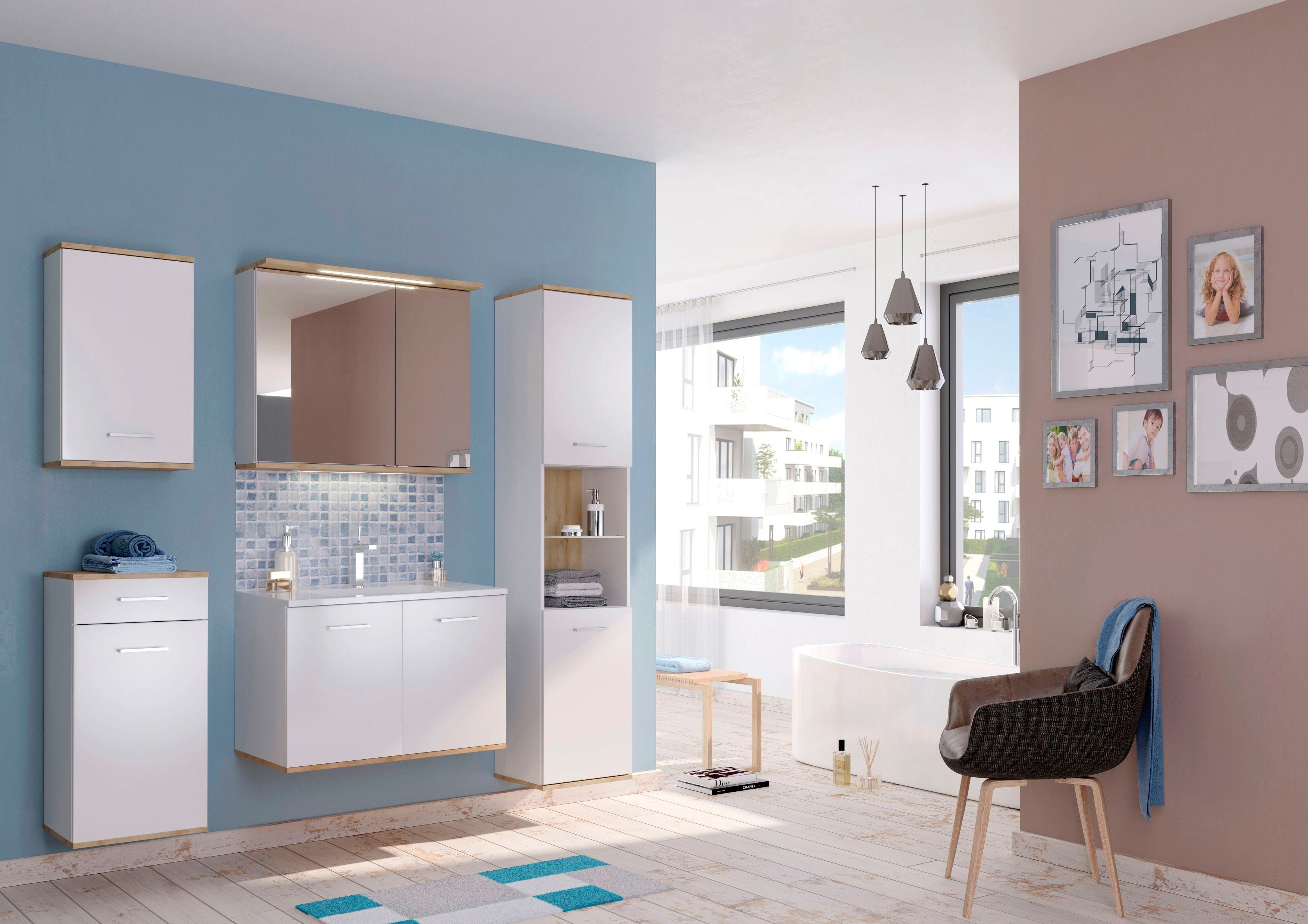 welltime Spiegelschrank Luena Breite 70 cm, mit 3D-Effekt, dank drei Spiegeltüren