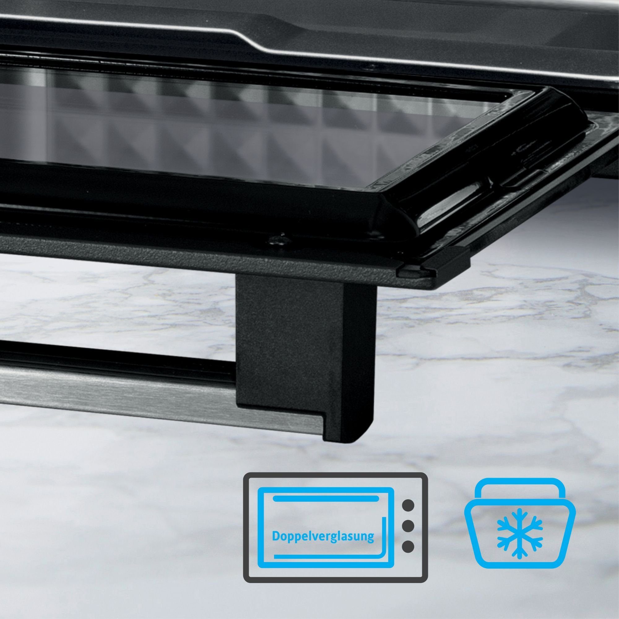 ICQN Minibackofen 20 L, Ober-/Unterhitze mit Umluft, 5 Grill-Funktion, Timer, 1500 W, Pizza-Backofen, 80°-250°C, Backblech/Grill/Krümelblech und Blechhalter