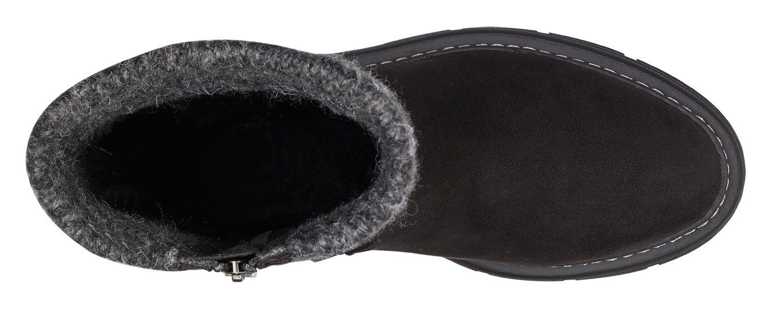 Stiefel schwarz Strickbesatz Schaftrand mit MARCO am TOZZI
