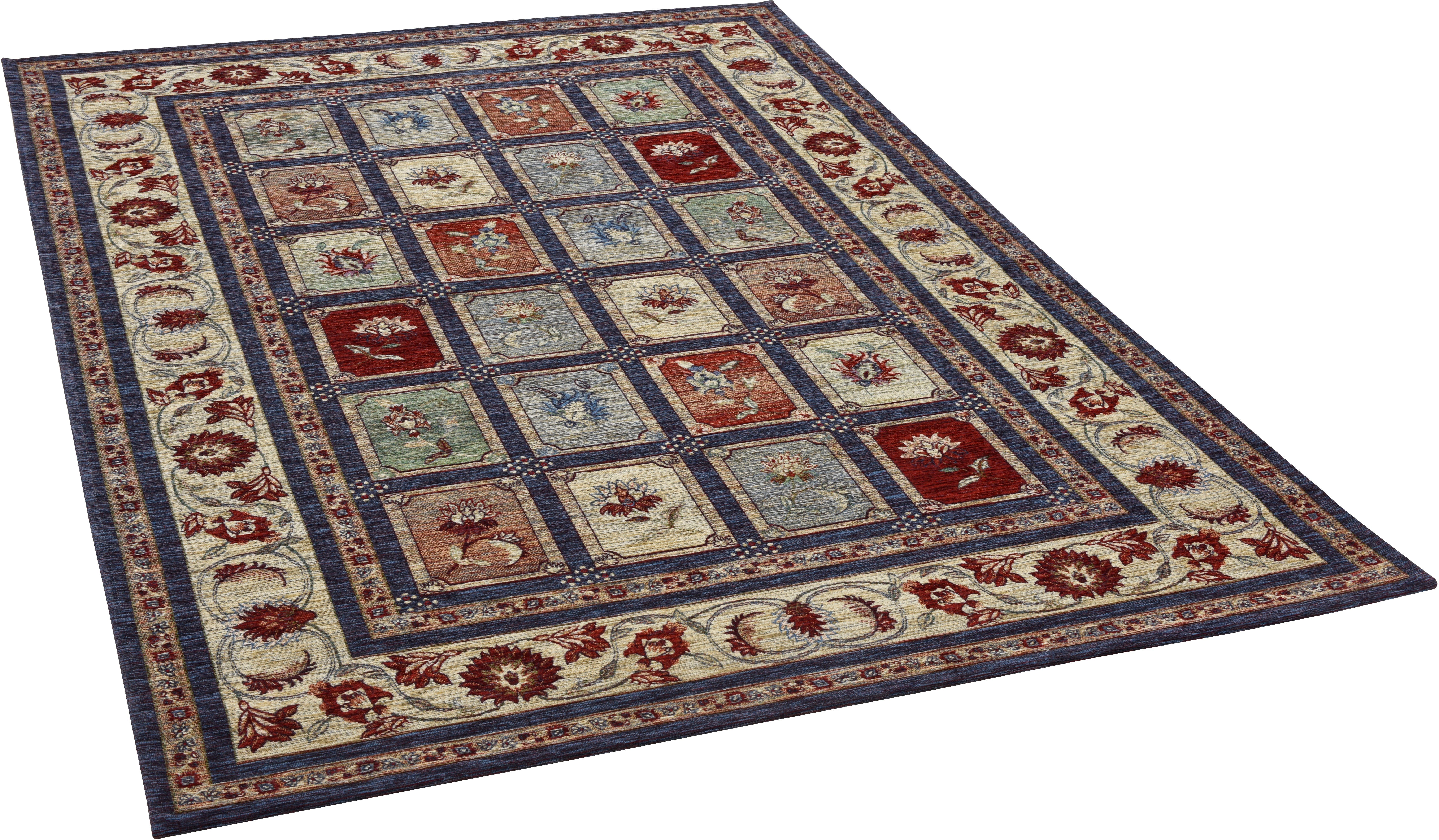 THEKO Teppich Carlucci, rechteckig, Höhe: 5 mm, florales Muster, mit Bordüre, Wohnzimmer