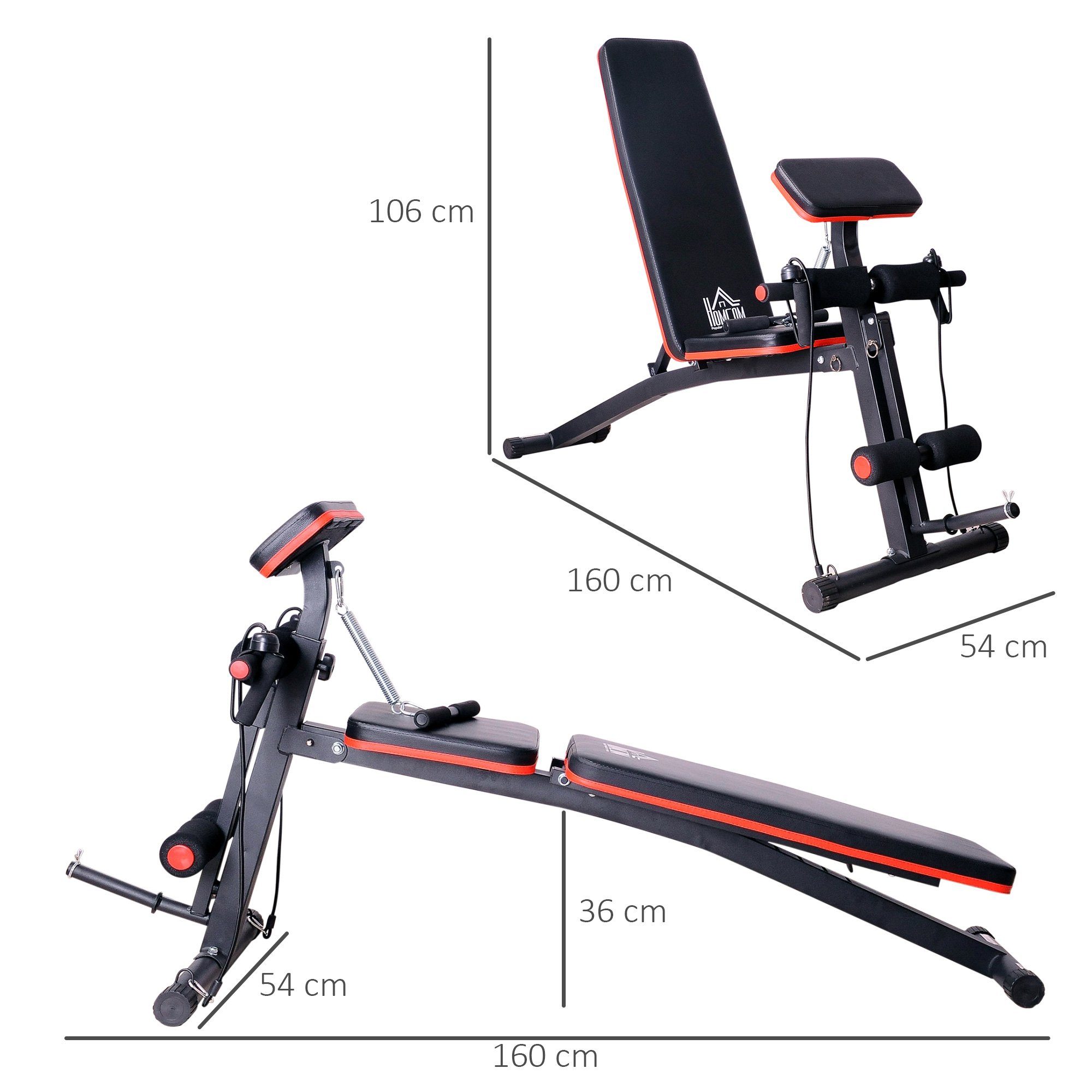 120kg, Kraftstation Trainingsbank Booster), verstellbare HOMCOM Hantelbank bis Rückenlehne Multifunktion Gewicht mit 7-fach (Set, 1-tlg., Feder