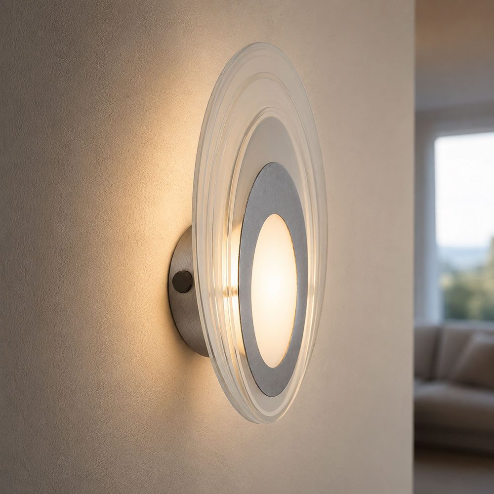 Esto LED Wandleuchte, LED-Leuchtmittel fest verbaut, Warmweiß, Wandlampe Esszimmerleuchte Glas satiniert oval LED warmweiß L 28 cm