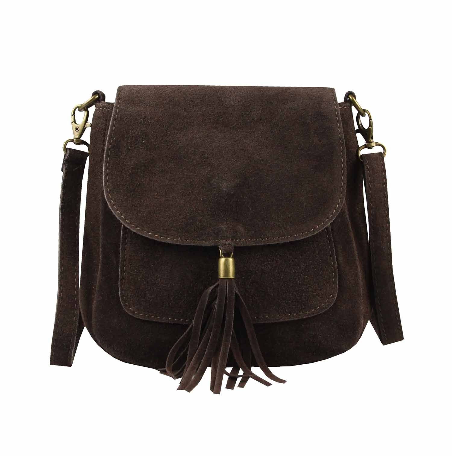 Schultertasche Made in Italy Damen Leder Tasche CrossOver