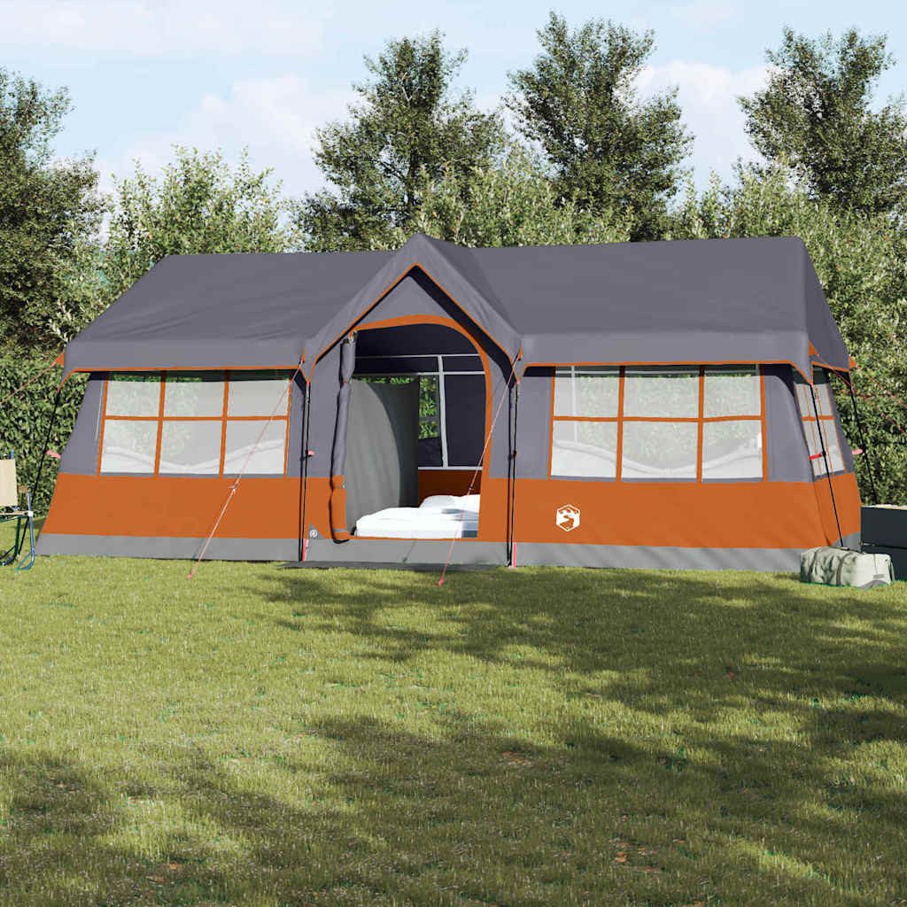 vidaXL Tunnelzelt Familienzelt mit Dach Grau und Orange 622 x 295 x 238 cm, (1 tlg)