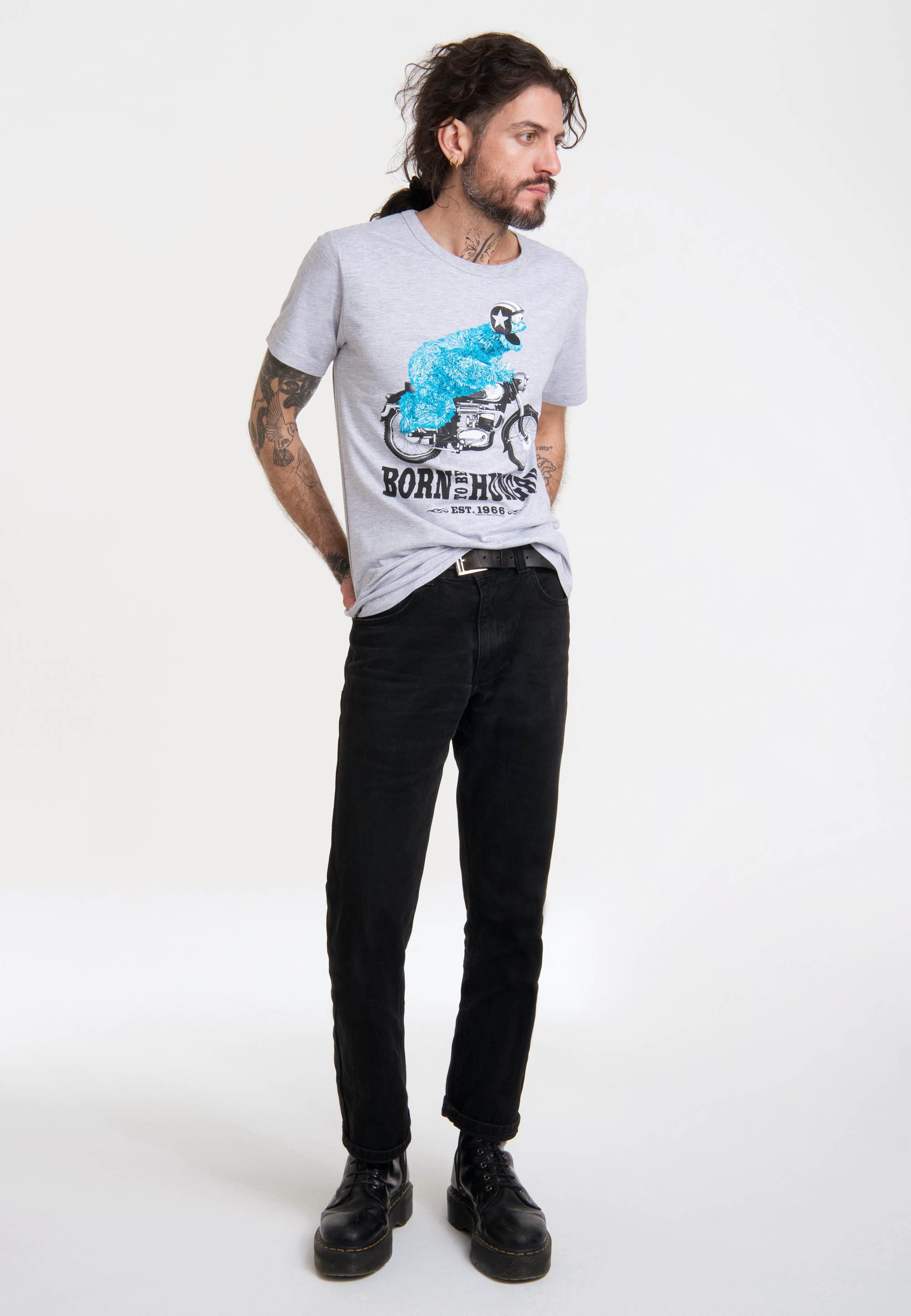 LOGOSHIRT T-Shirt Sesamstrasse - Krümelmonster Motorrad günstig online kaufen