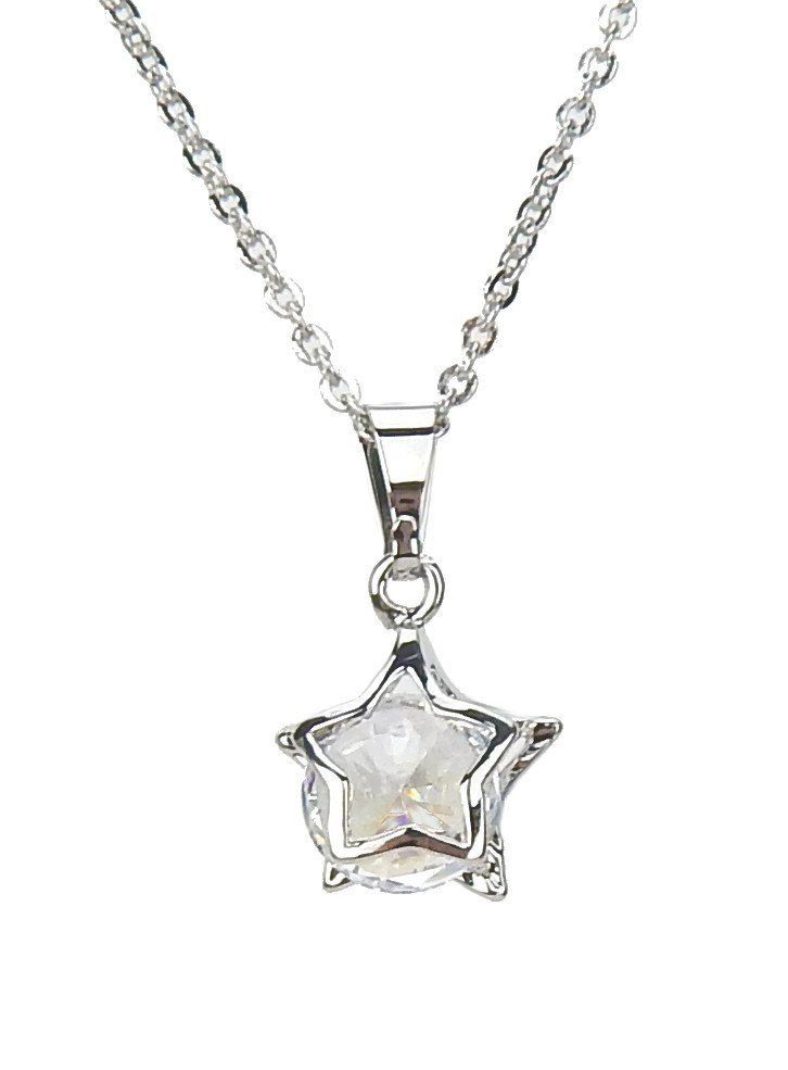 Ella Jonte Kette mit Anhänger, silber mit Strass Solitär Stein und Stern An günstig online kaufen