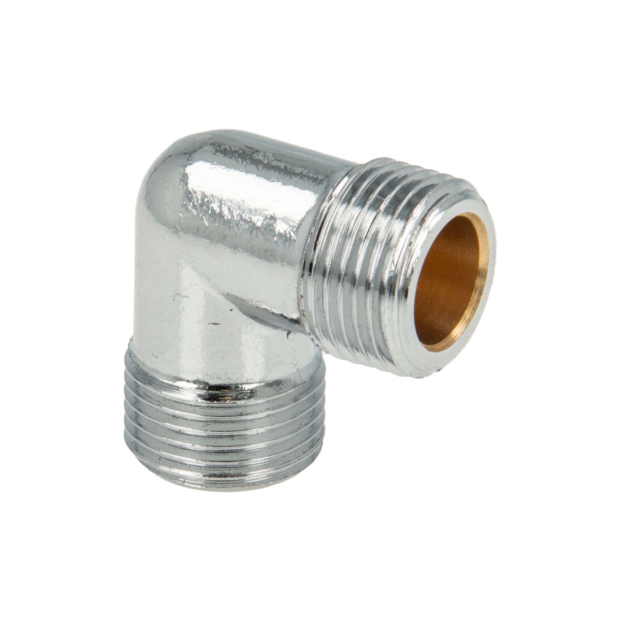 tecuro Gewindefitting Winkel 90° beidseitig 3/8 Zoll AG, für Flexschläuche, MS verchromt