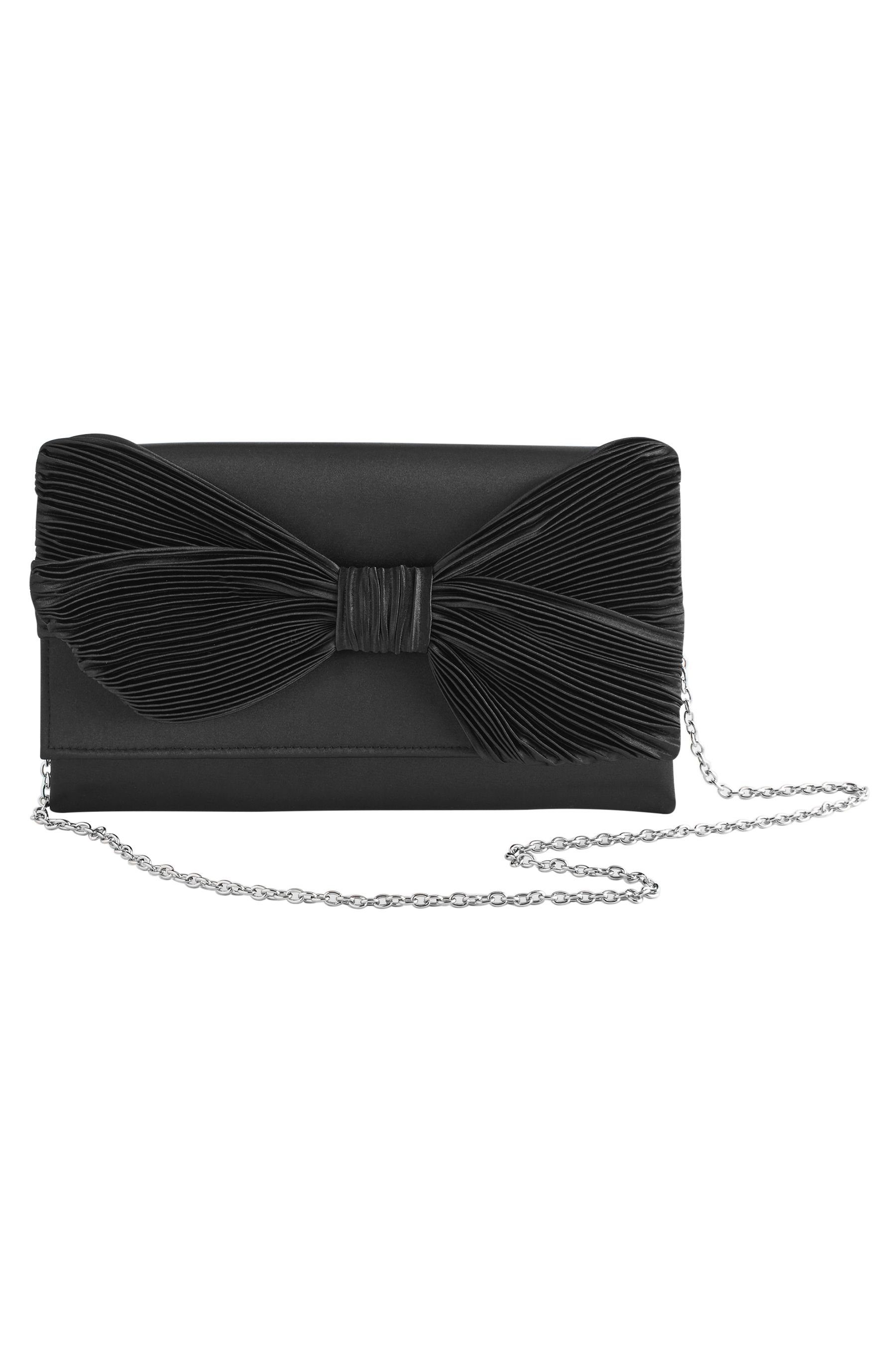 Next Clutch Plissierte Satin-Clutch mit Schleife (1-tlg) Black